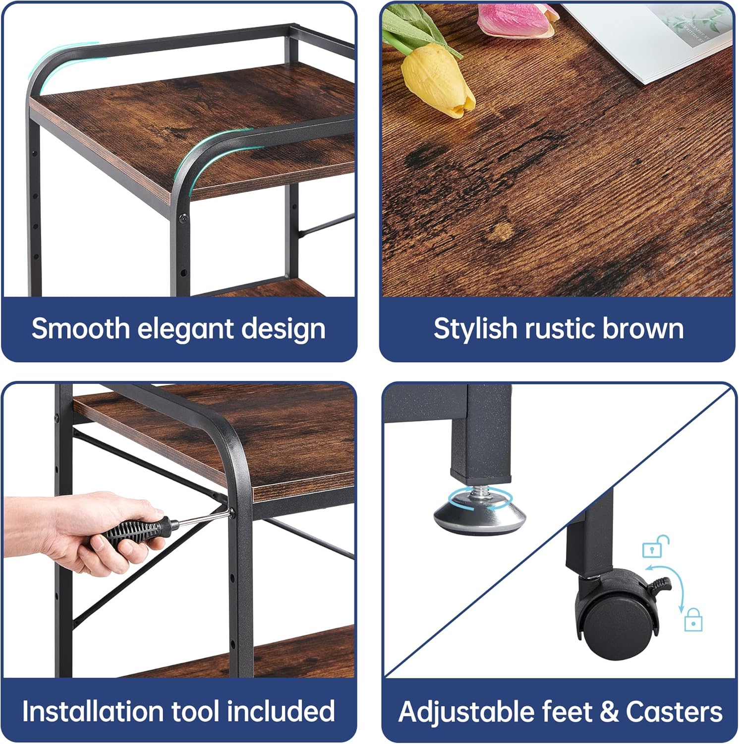 2 Tier Under Desk Printer Stand with Storage, 20 Inches Deep Large Printer Table with Height Adjustable Shelf, Rolling Printer Cart with Wheels for Home Office - Black 27 81QBmiDWn0L. AC SL1500 - northernschoolofshiatsu.co.uk