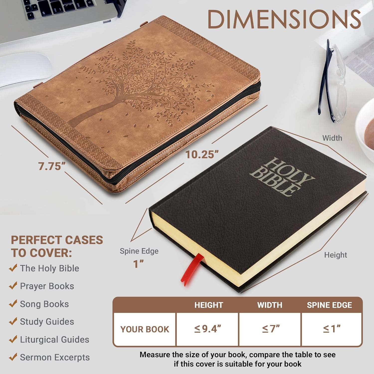 ‘Angel Treasures’ Bible Cover with Engraved Tree of Life Design| Genuine Faux PU Leather Book Protector Case with Handle, Zipper, Pockets & Pen Slots 2 81R50YfGU0L. AC SL1500 - northernschoolofshiatsu.co.uk