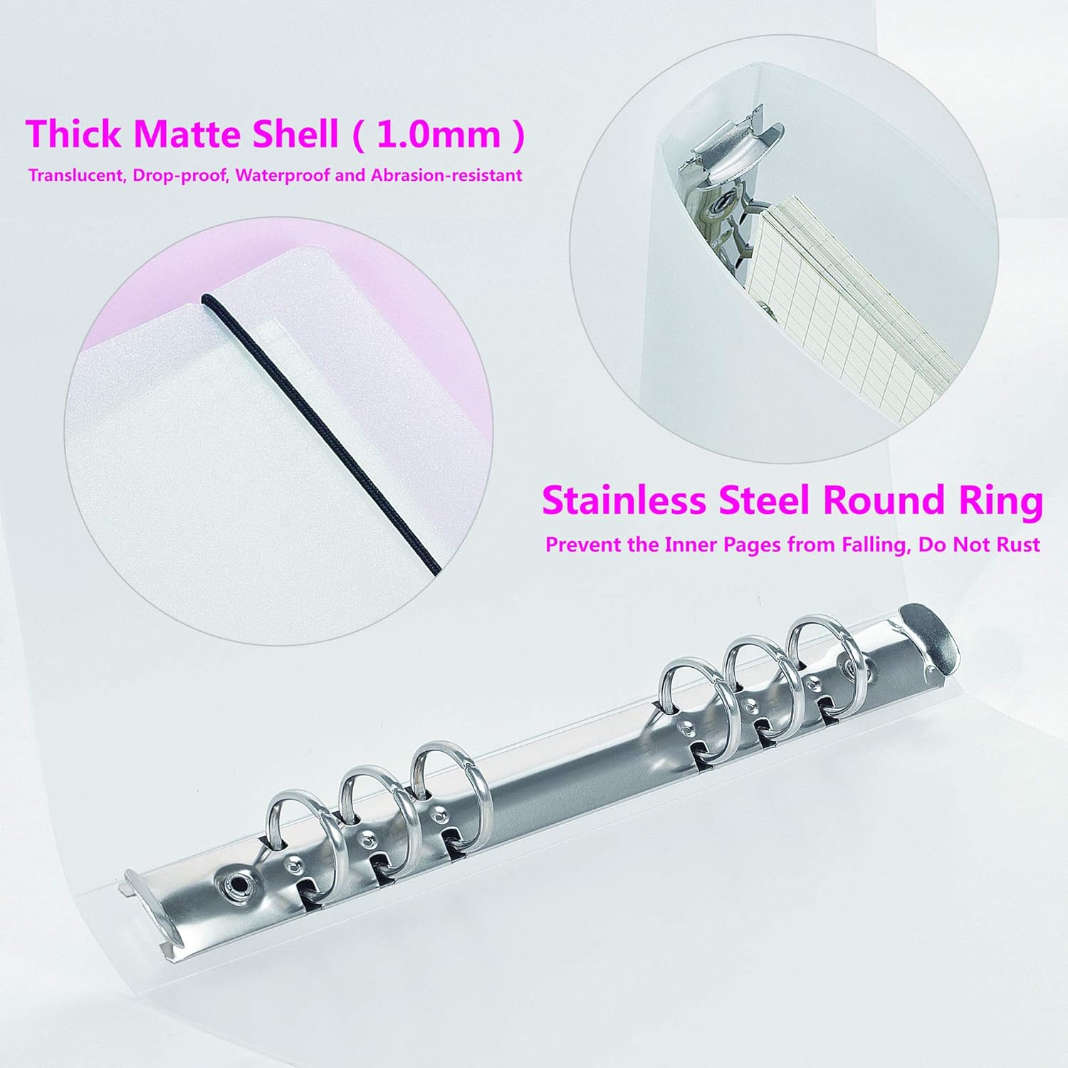 A5 6 Ring Binder Cover with Snap Button Closure Loose Leaf Folders Notebook Shell Protector for 6 Hole Planner Pages Refill Insert (Translucent Plastic) 6 81RNK4s1w9L. AC SL1500 - northernschoolofshiatsu.co.uk
