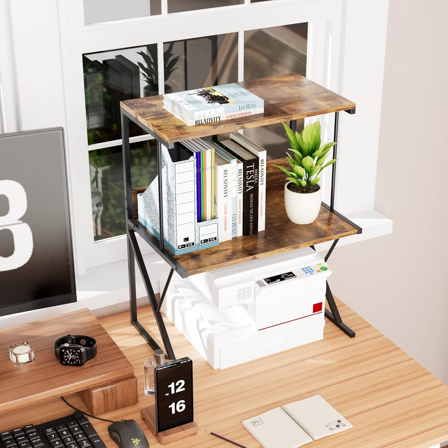 aboxoo Printer Stand for Desk, Desktop Printer Shelf Large 3-Tier Multi-Purpose Office Organization Shelves for Home Office, Rustic Brown 37 81RUJWmAwUL. AC SL1500 - northernschoolofshiatsu.co.uk
