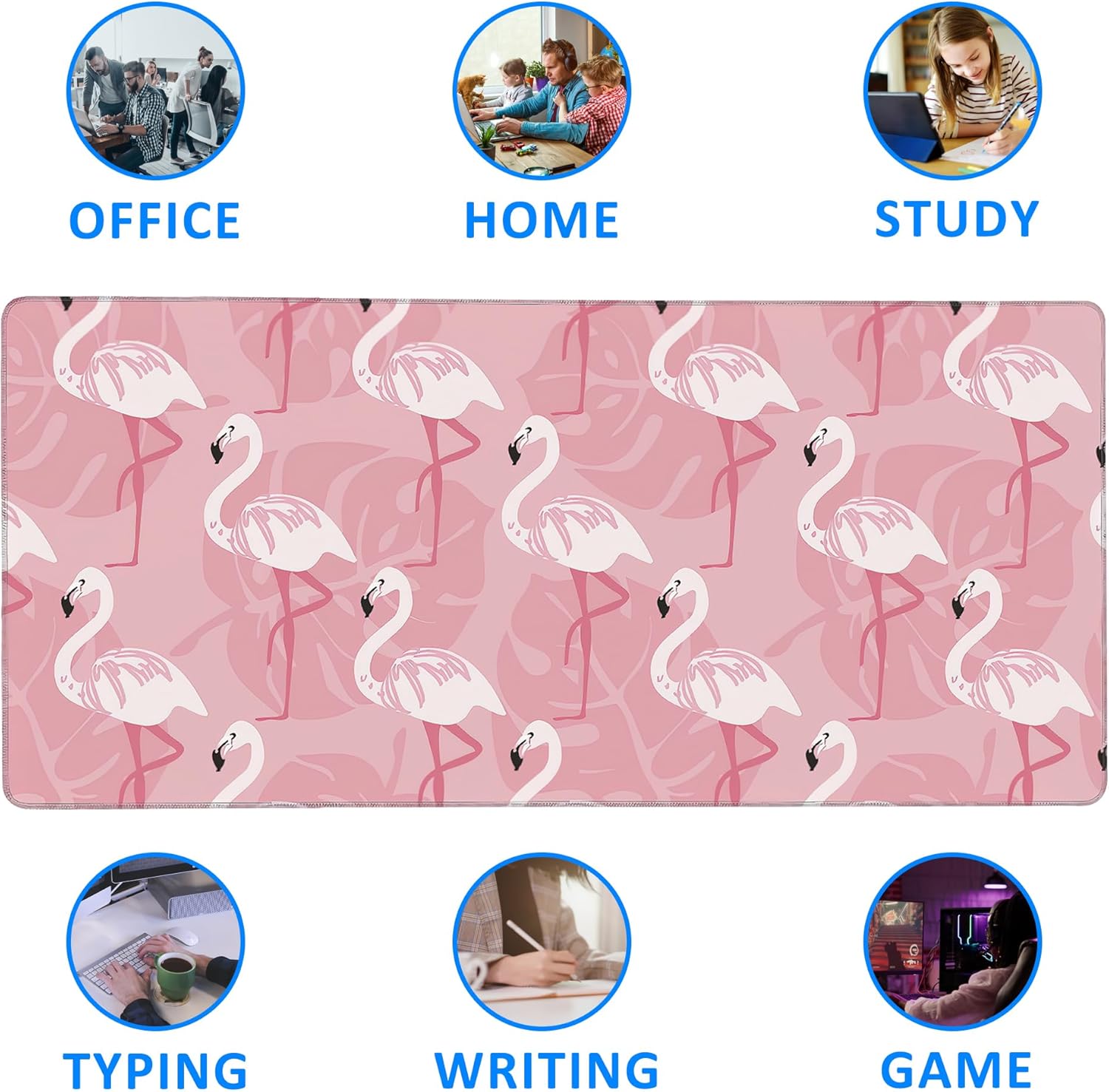 Large Extended Mouse Pad Art Pink Flamingos Desk Mat,Large Gaming Mouse Pad,Big Desk Pad with Thick Stitched Edges Suit for Home Office or Gaming 35.4x15.7 Inch 7 81Ra22rKlCL. AC SL1500 - northernschoolofshiatsu.co.uk