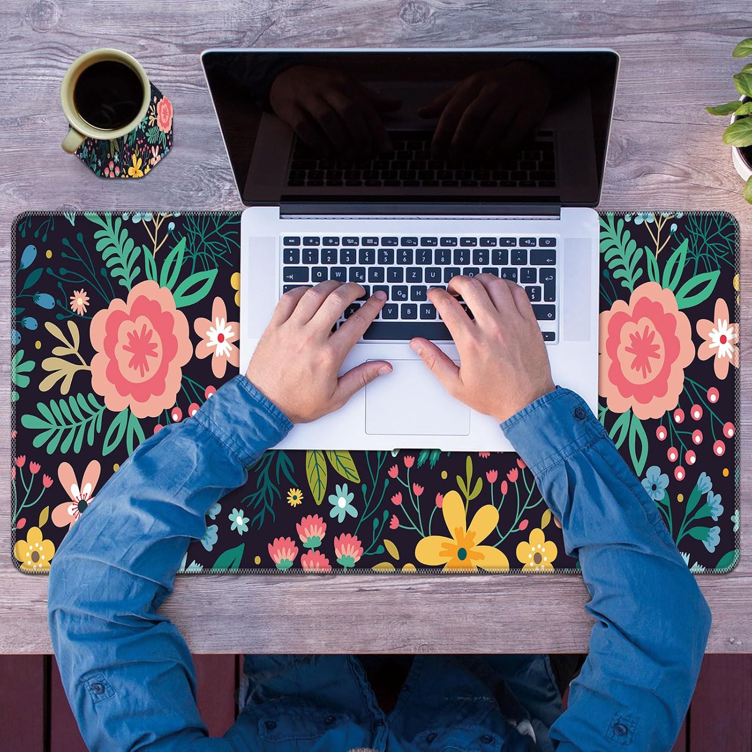 Mouse Pad,Desk Mat,Computer Mouse Pad and Cute Coasters,31.5"x11.8" with Non-Slip Rubber Base Mouse Pad,for Mouse Pads for Laptop,Gaming Office Home,Washable Mousepad,Black Blooming Flowers Floral 91 81S46FQlLhL. AC SL1500 - northernschoolofshiatsu.co.uk
