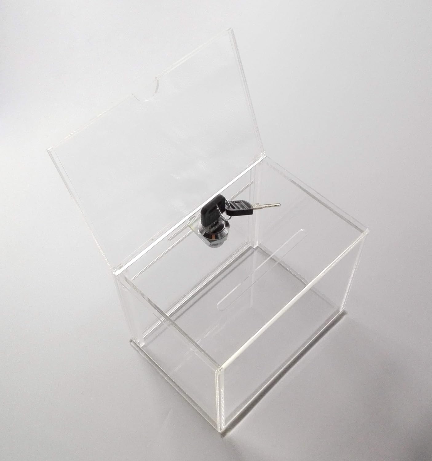 FixtureDisplays® 6.1" x 8.9" x 4.4" Acrylic Ballot Box w/ 6 x 4 Header & Lock - Clear 19216 19216 5 81S4QEXl0sL. AC SL1500 - northernschoolofshiatsu.co.uk
