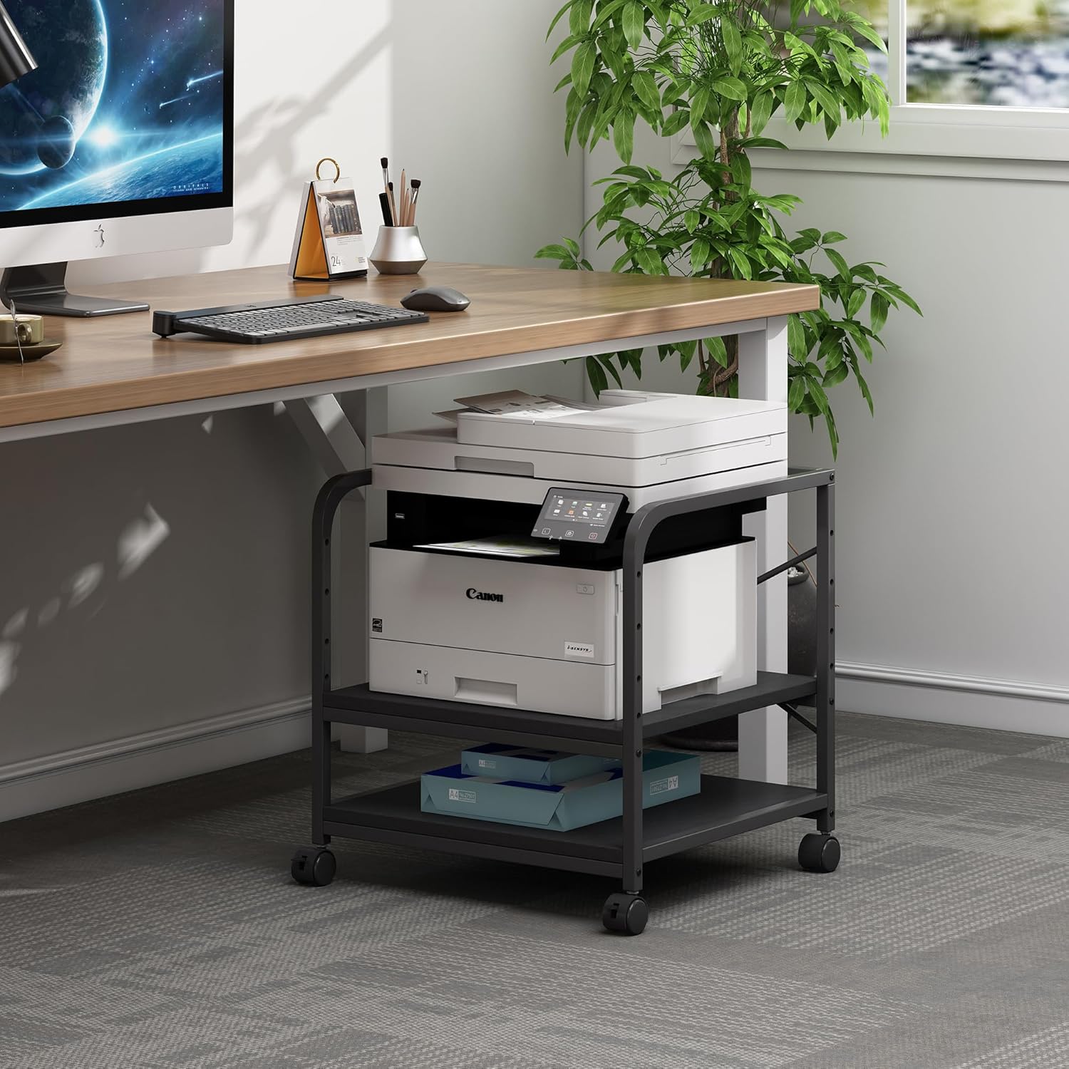 2 Tier Under Desk Printer Stand with Storage, 20 Inches Deep Large Printer Table with Height Adjustable Shelf, Rolling Printer Cart with Wheels for Home Office - Black 2 81SCvLsjv3L. AC SL1500 - northernschoolofshiatsu.co.uk
