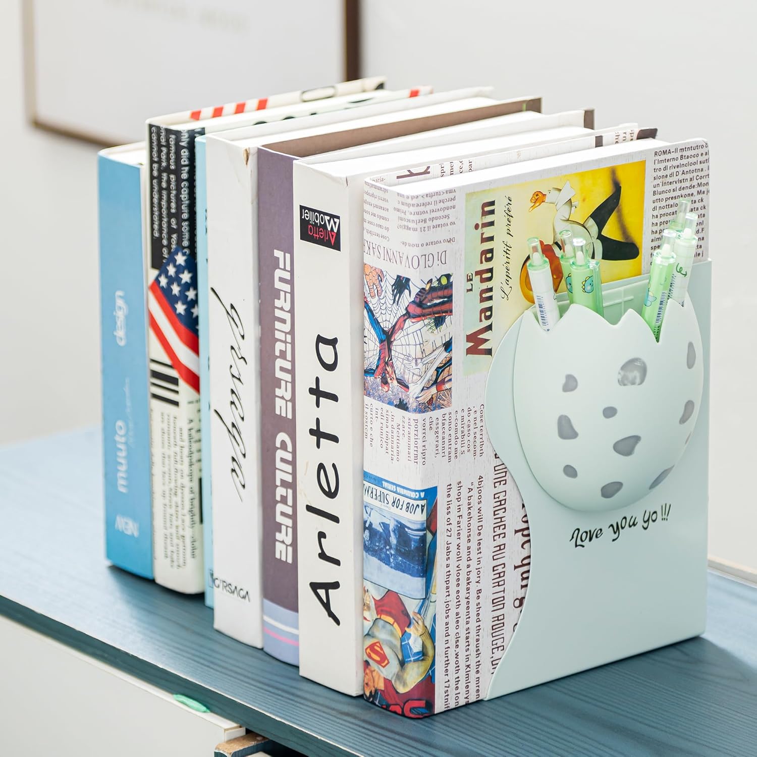 Adjustable Dinosaur Bookends,with Egg Modeling Magnetic Pencil Holder and 6 Pcs Gel Ink Pen,Metal Dino Book Organizer for Boys Girls Kids Room,Shelves,Book Stoppers to Hold Books Heavy Duty 5 81SMuU3i39L. AC SL1500 - northernschoolofshiatsu.co.uk