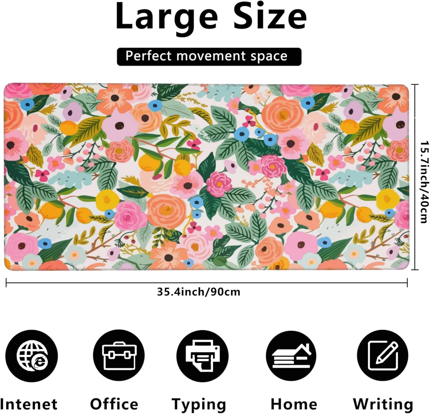 Gaming Mouse Mat Watercolor Floral Large Mouse Pad Extended Mouse Pad Desk Mat Non-Slip Rubber Base Mice Pad Desk Pad for Office Game Home 35.4x15.75 in 3 81SjbREMggL. AC SL1500 - northernschoolofshiatsu.co.uk