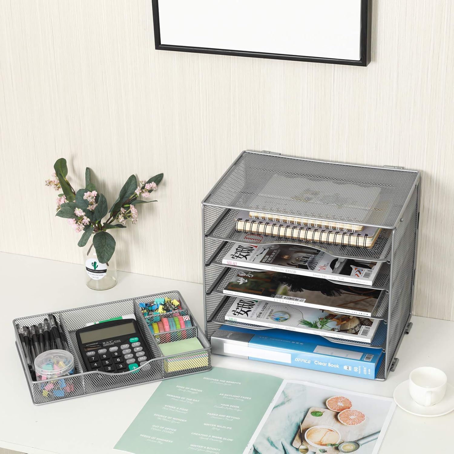 EasyPAG Desk Organizer Tray with Drawer 5 Tier Mesh File Sorter Paper Storage Organizer for Home Office Classroom, Silver 6 81St1IEdPkL. AC SL1500 - northernschoolofshiatsu.co.uk