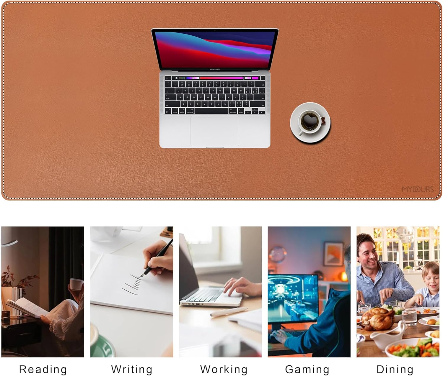 Mydours Cork & PU Leather Desk Mat, 40" x 20" Large Gaming Mouse Pad XL, Dual-Sided Portable Desk Pad Blotter, Keyboard Computer Desktop Protector for Gift Office Home (Brown) 6 - northernschoolofshiatsu.co.uk