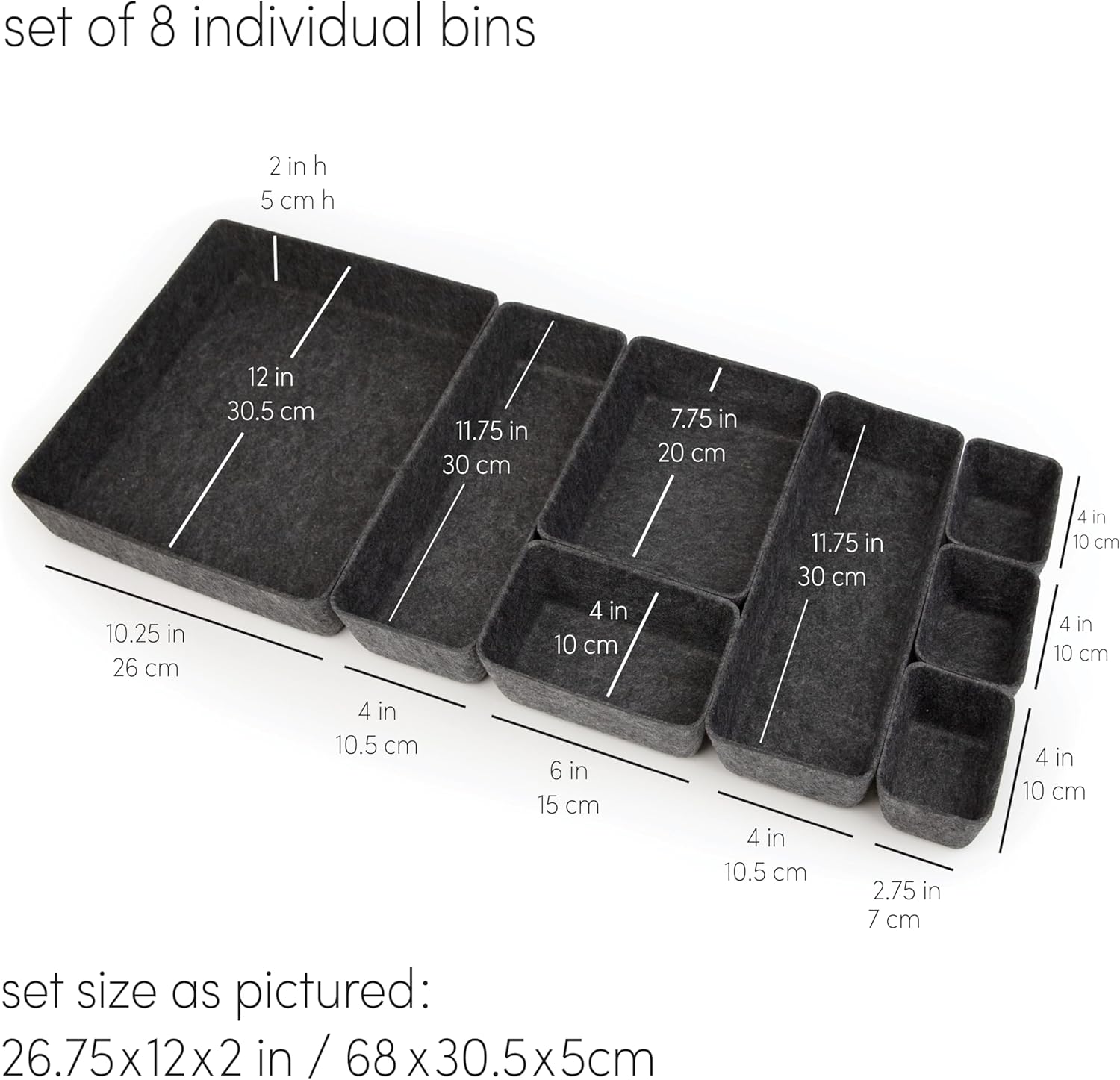 Three by Three Seattle Felt·Like·It! Felt Bins for Office, Crafts, Classroom, Living Room, Bedroom: Charcoal, Set of 8 5 81TBhSRcEqL. AC SL1500 - northernschoolofshiatsu.co.uk