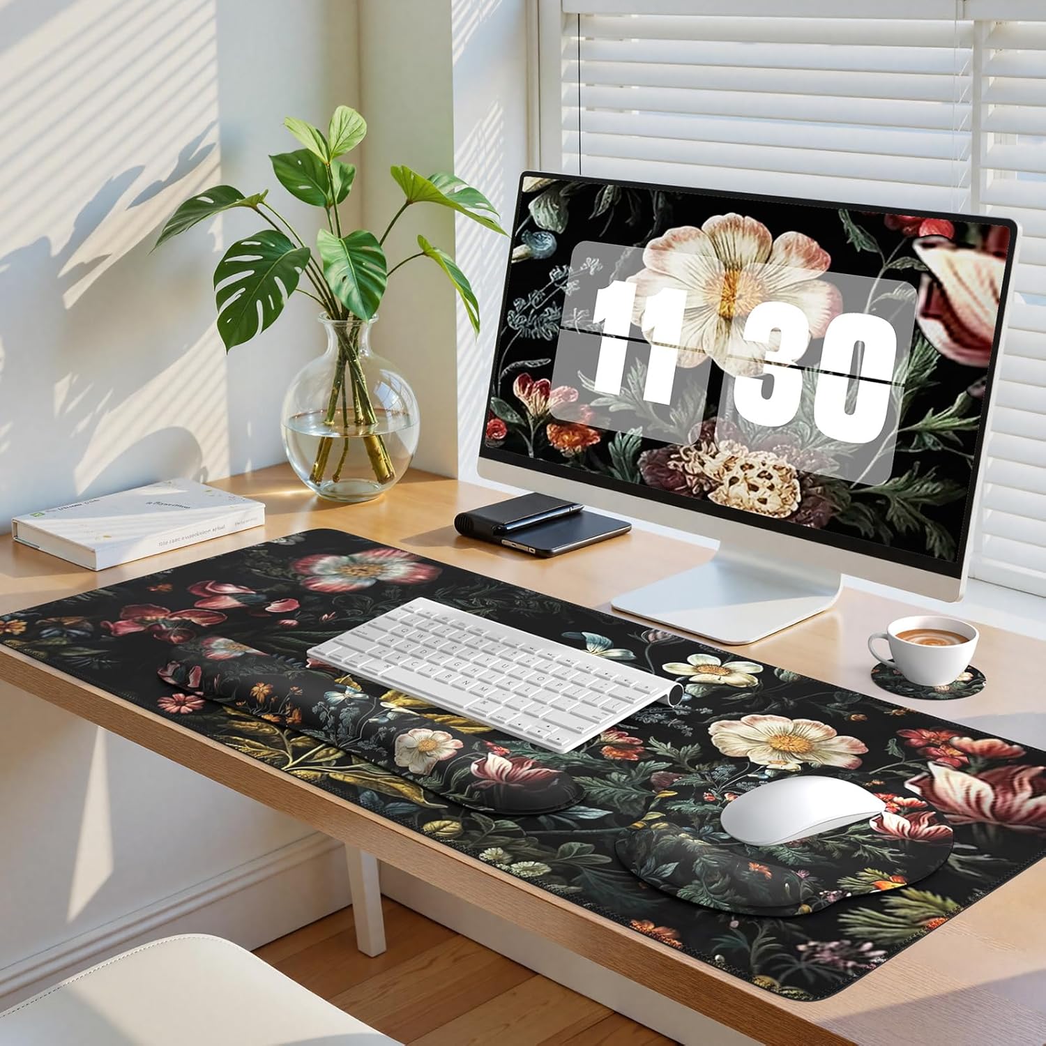 iCasso Floral Desk Mat, 4in1 Large Mouse Pad with Wrist Rest, Desk Matt for Desktop, Anti-Slip XXL Big Computer Ergonomic Mousepad with Wrist Support for Keyboard and Mouse (Elegant Flowers) 7 81TIh3yDrEL. AC SL1500 - northernschoolofshiatsu.co.uk