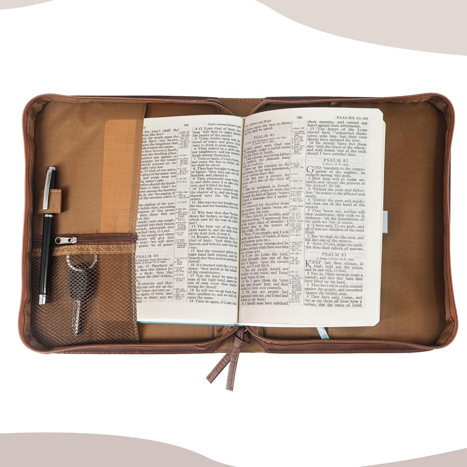 GraduatePro Bible Cover for Men, Bible Case for Women, PU Leather Zippered Scripture Bag with Carrying Handle, Psalm 46:10, Large Size Vintage Brown 4 81TVLs+unyL. AC SL1500 - northernschoolofshiatsu.co.uk
