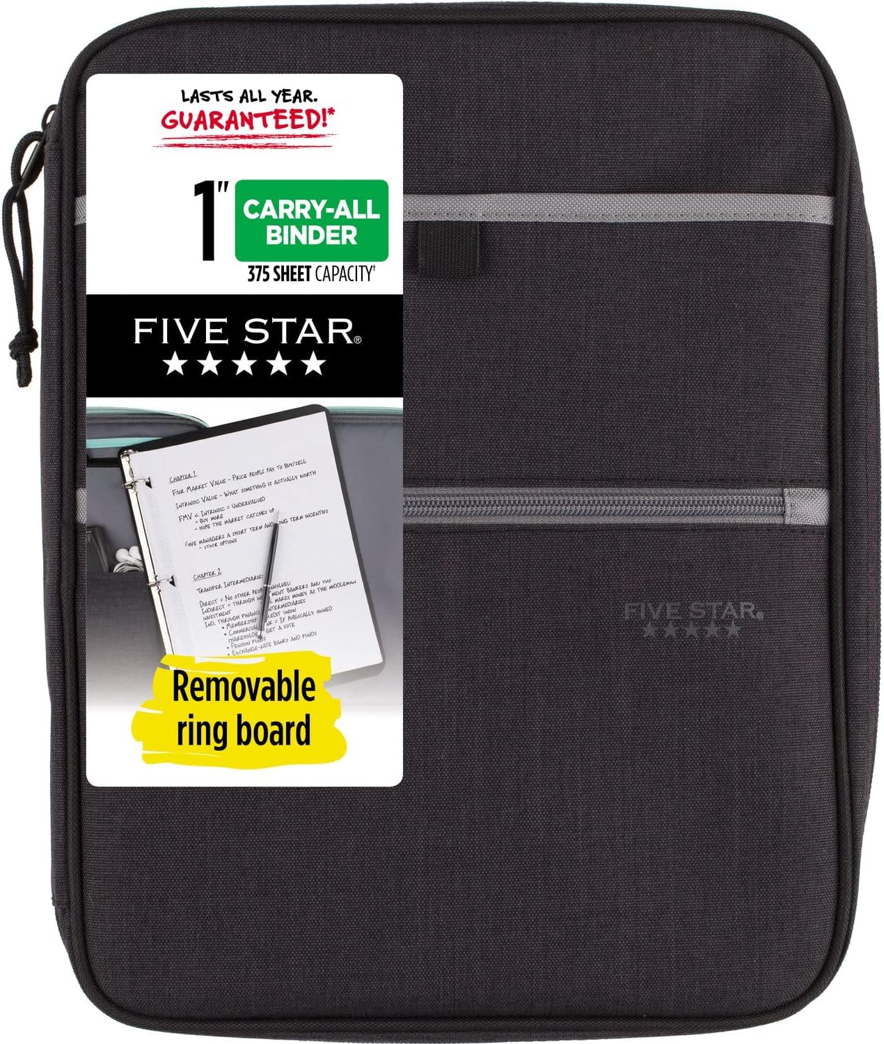 Five Star Zipper Binder, 1 Inch 3-Ring Binder, Carry-All with Internal Pockets and Dividers, 375 Total Sheet Capacity, Heathered Black/Gray (29092IT8) 8 81URCYcNCVL. AC SL1500 - northernschoolofshiatsu.co.uk
