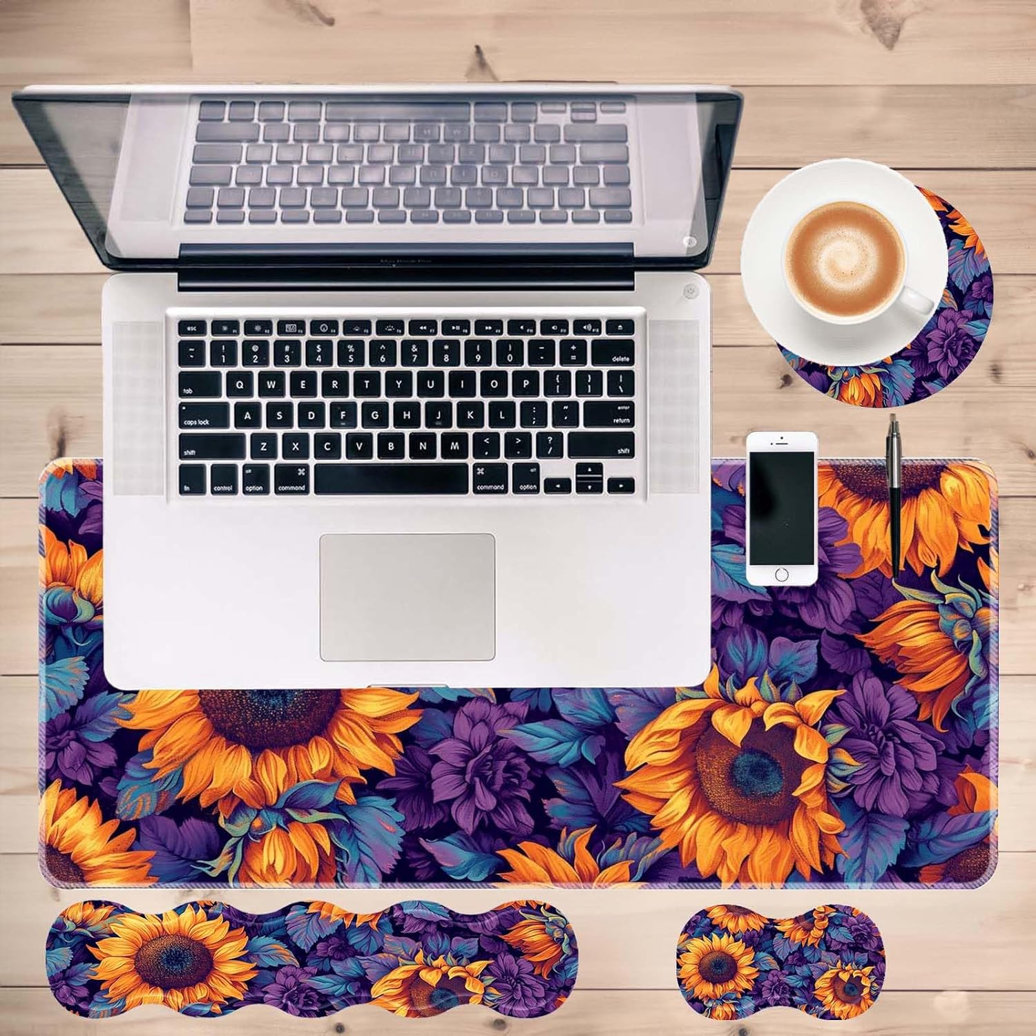 Keyboard Mouse Pad Set,Large Desk Pad+Keyboard Wrist Rest+Mouse Pad Wrist Support+Coaster,Easy Typing Pain Relief Non-Slip Mousepad Wrist Support Mousepad Home Office,Colorful Bird Feathers 2 - northernschoolofshiatsu.co.uk