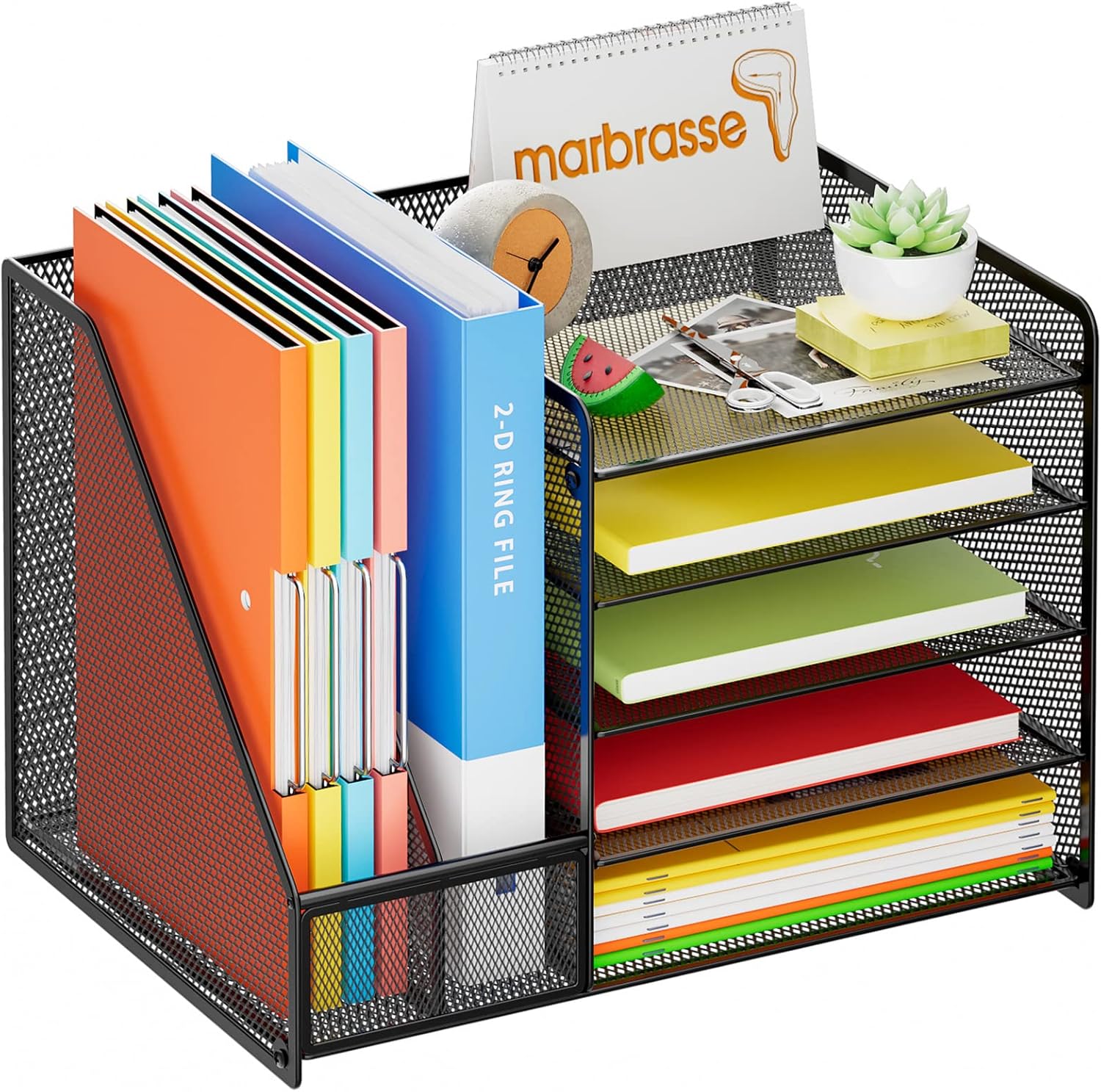 Marbrasse Desk Organizer with File Holder, 5-Tier Paper Letter Tray Organizer, Mesh Desk Organizers and Accessories with Magazine Holder, Desktop Organizer and Storage for Office Supplies (Black) 2 81V9ptu01kL. AC SL1500 - northernschoolofshiatsu.co.uk