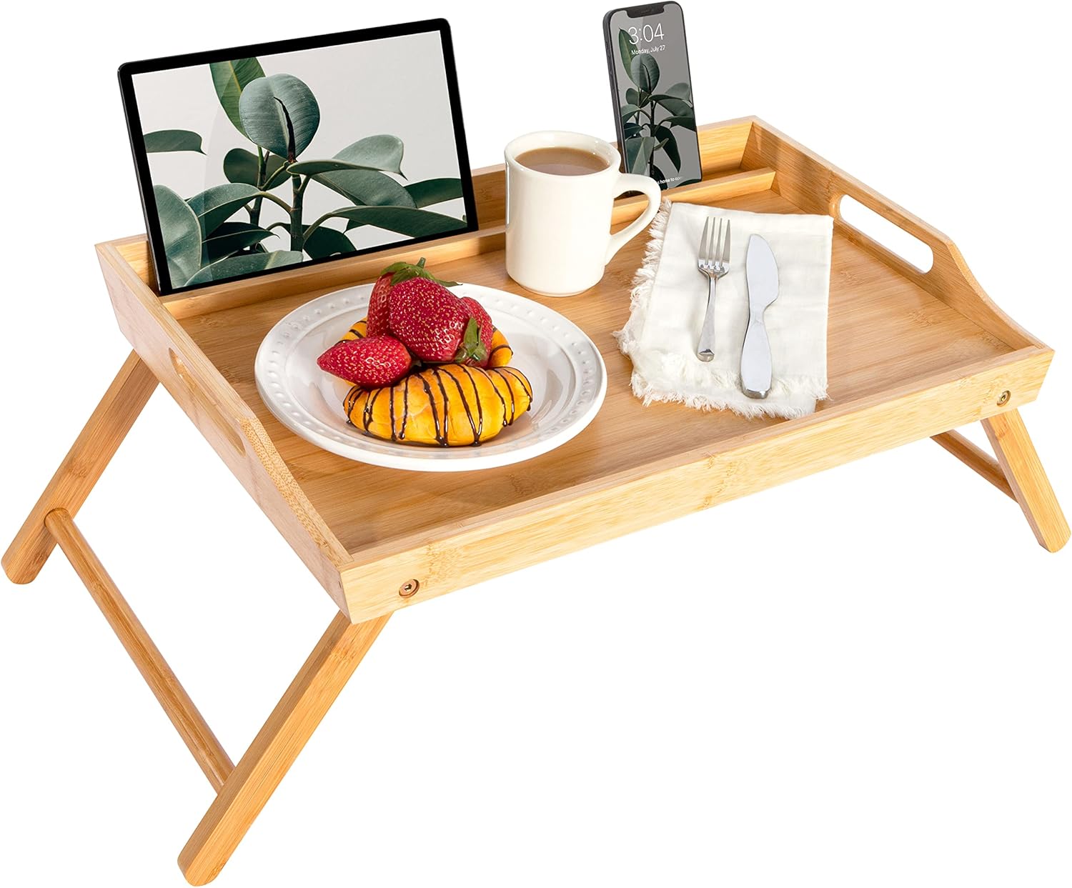 ROSSIE HOME Extra Large Bamboo Bed Tray, Lap Desk with Phone Holder - Fits up to 17.3 Inch Laptops and Most Tablets - Natural - Style No. 78107 1 - northernschoolofshiatsu.co.uk
