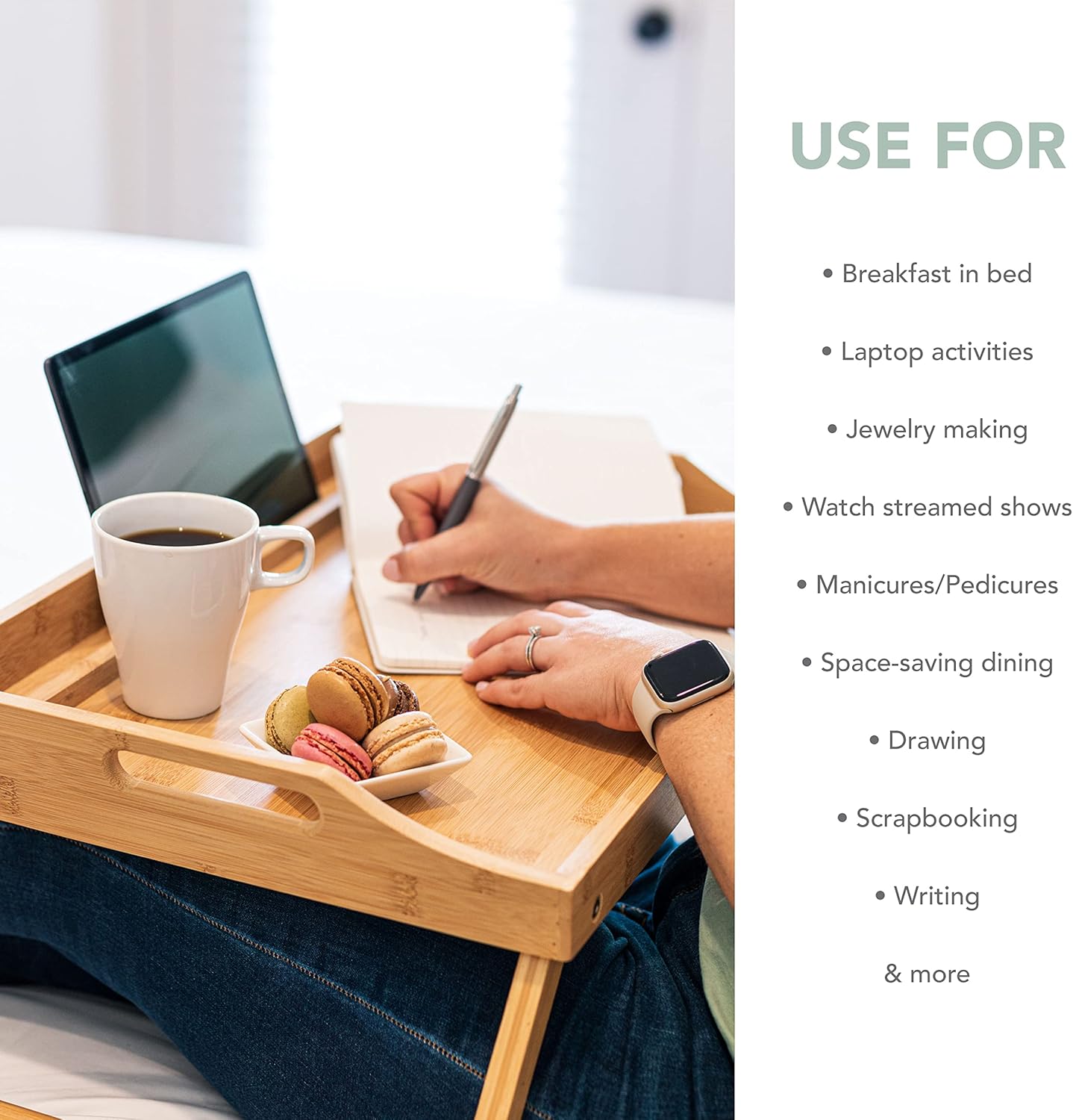 ROSSIE HOME Extra Large Bamboo Bed Tray, Lap Desk with Phone Holder - Fits up to 17.3 Inch Laptops and Most Tablets - Natural - Style No. 78107 3 - northernschoolofshiatsu.co.uk