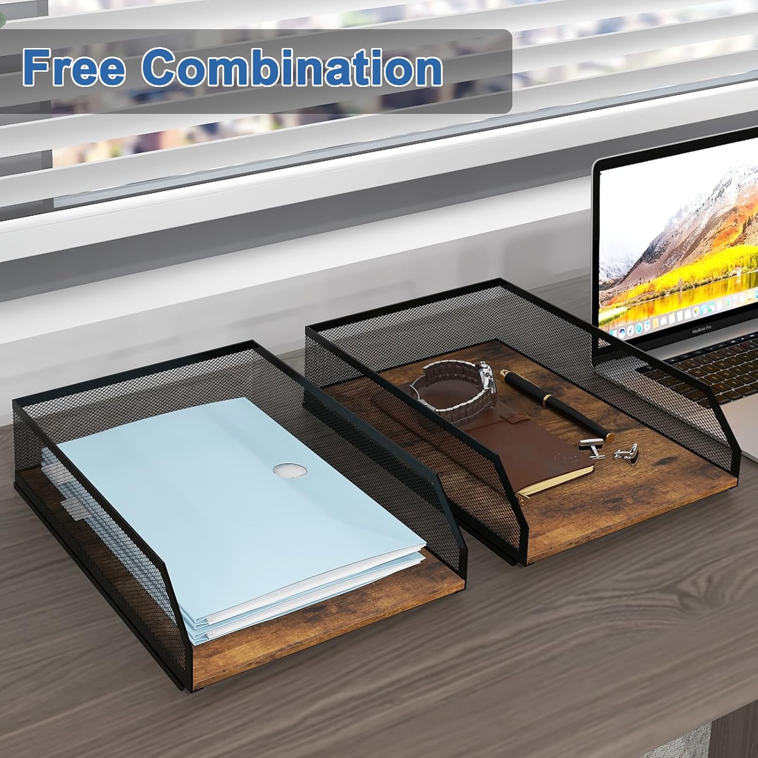 Natwind 3-Tier Stackable Paper Tray, Metal Mesh Desktop Organizer, Wood Board Paper Sorter, Letter Trays,File Document Storage Rack for for Home, Office, School (Retro) 5 81WC1e4rgEL. AC SL1500 - northernschoolofshiatsu.co.uk