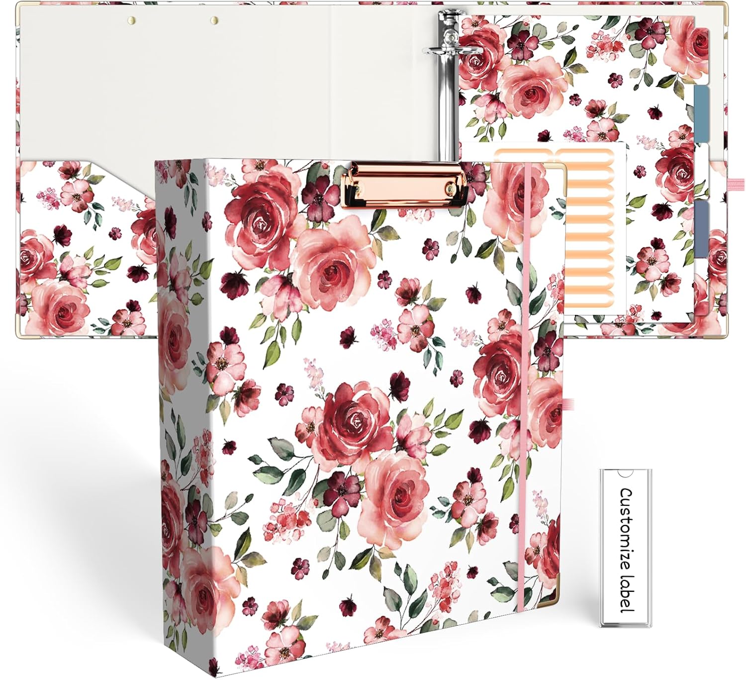 2 Inch 3 Ring Binders for Letter-Size 11" x 8.5" with 5-Tab Dividers and Low Profile Clipboards Three Ring Binder for School Class Office Supplies, Rose Floar 17 81WOofat4qL. AC SL1500 - northernschoolofshiatsu.co.uk