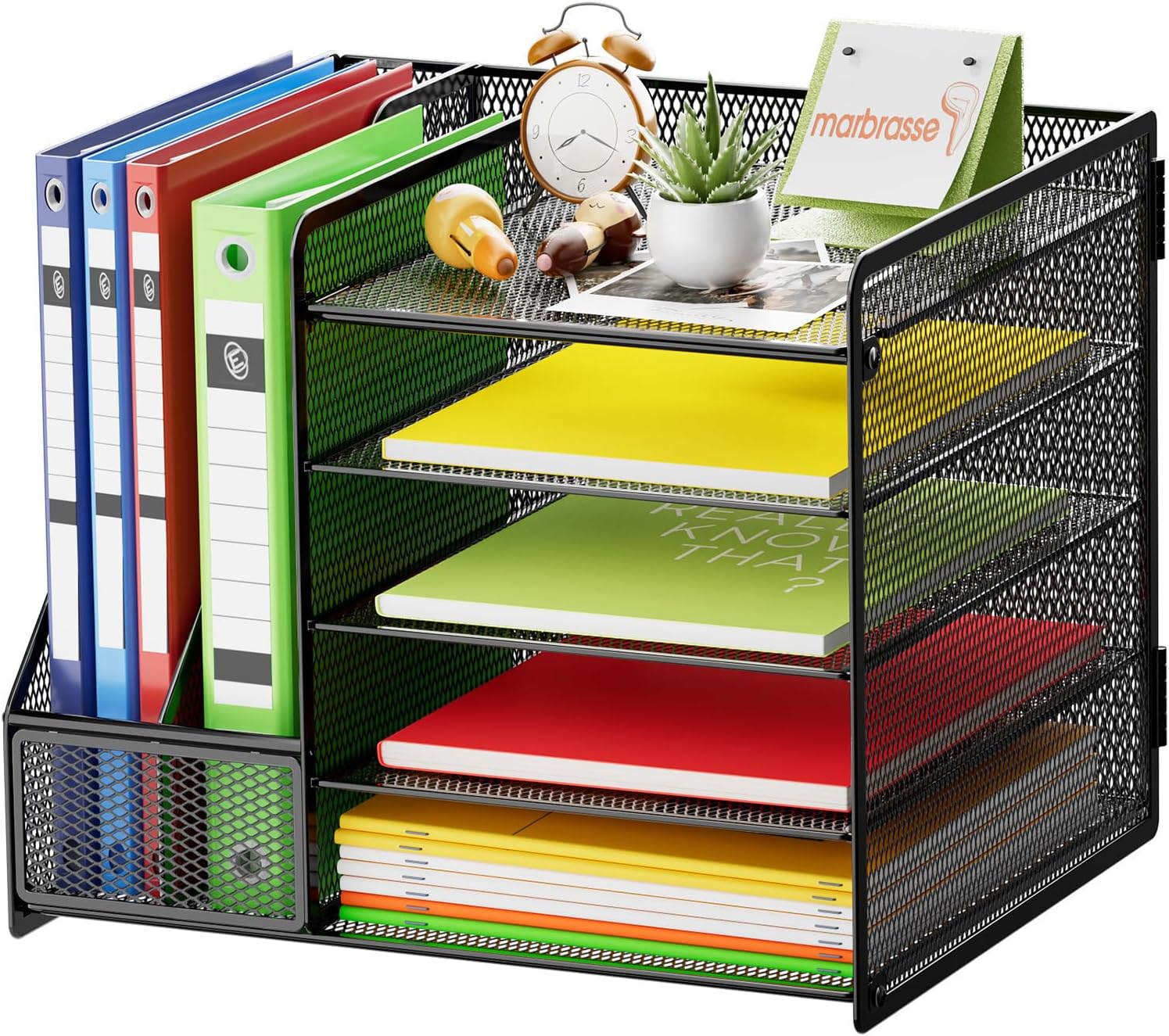 Marbrasse Desk Organizer with File Holder, 5-Tier Paper Letter Tray Organizer, Mesh Desk Organizers and Accessories with Magazine Holder, Desktop Organizer and Storage for Office Supplies (Black) 1 81X4GzGRUeL. AC SL1500 - northernschoolofshiatsu.co.uk