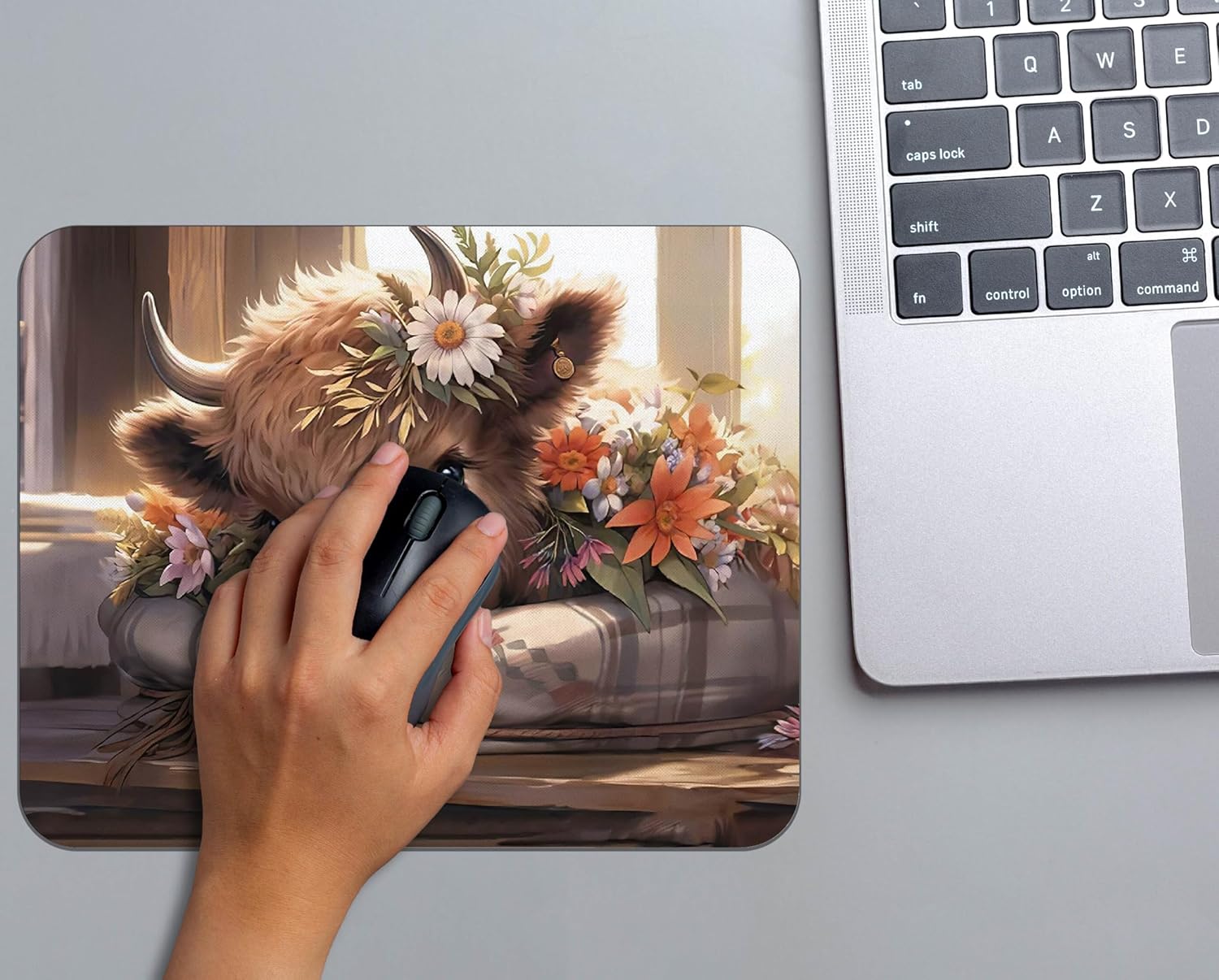OFlich Highland Cow Mouse Pad - Highland Cow Mouse Pads for Desk, Floral Mouse Pad, Highland Cow Mousepad with Non-Slip Rubber Base for Laptop Computer Desktop Keyboard (9.5×7.9 Inch), Small, JW560 4 81XGRCotwML. AC SL1500 - northernschoolofshiatsu.co.uk