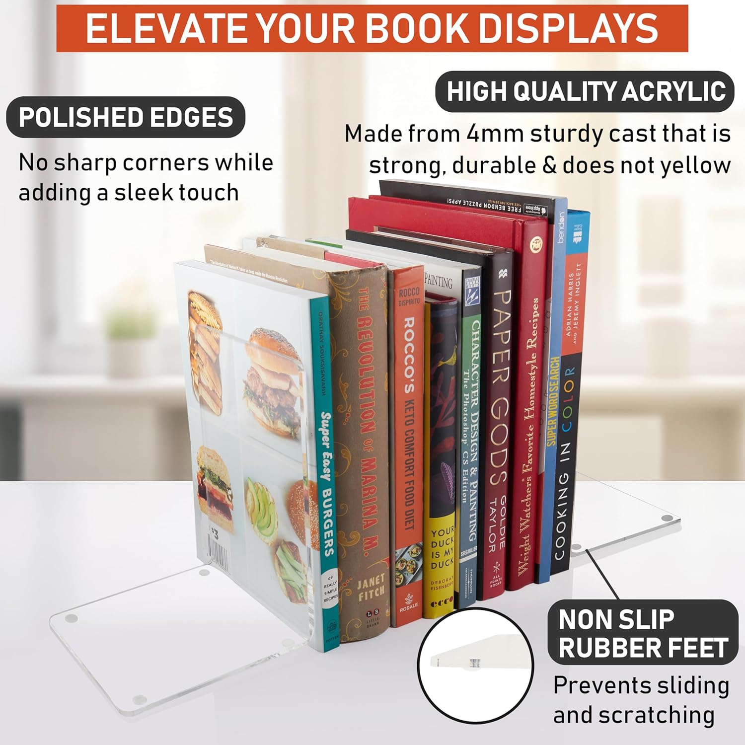 Acrylic Bookends, 2 Pairs of Clear Invisible Ends for Shelves, 4mm Heavy-Duty Non-Skid Holders for DVDs, CDs, Video Games, and Books. Stoppers for Home, Office, or Library Organization (Clear) 3 81Xo8iz7C+L. AC SL1500 - northernschoolofshiatsu.co.uk