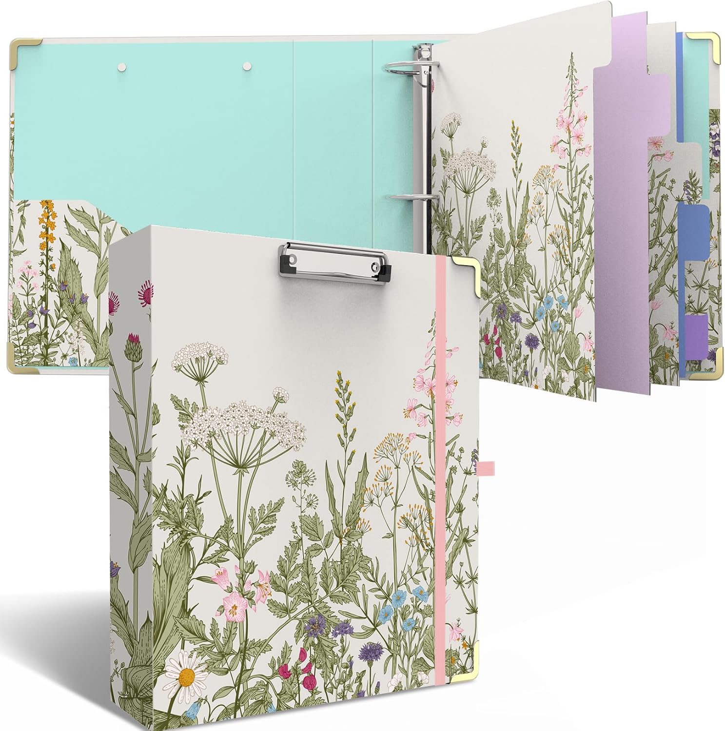 3 Ring Binder 1 Inch Round Ring Binder with 6 Tab Dividers,2 Interior Pockets,Cute Binder Clipboard with Storage, for School Office, Portfolio(Garden Flowers) 45 81XqLsNrqXL. AC SL1500 - northernschoolofshiatsu.co.uk