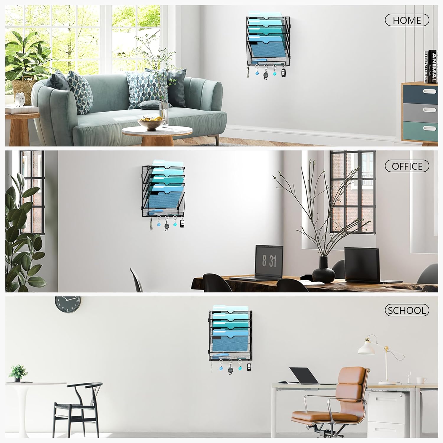 5-Tier Hanging Wall File Organizer with 5 Hooks, Wall File Holder with Labels, Vertical Wall Mount Mail Organizer for Papers, Folders, Magazines, Office Organization, Assembly Needed, Black 6 81YAyp6r4nL. AC SL1500 - northernschoolofshiatsu.co.uk