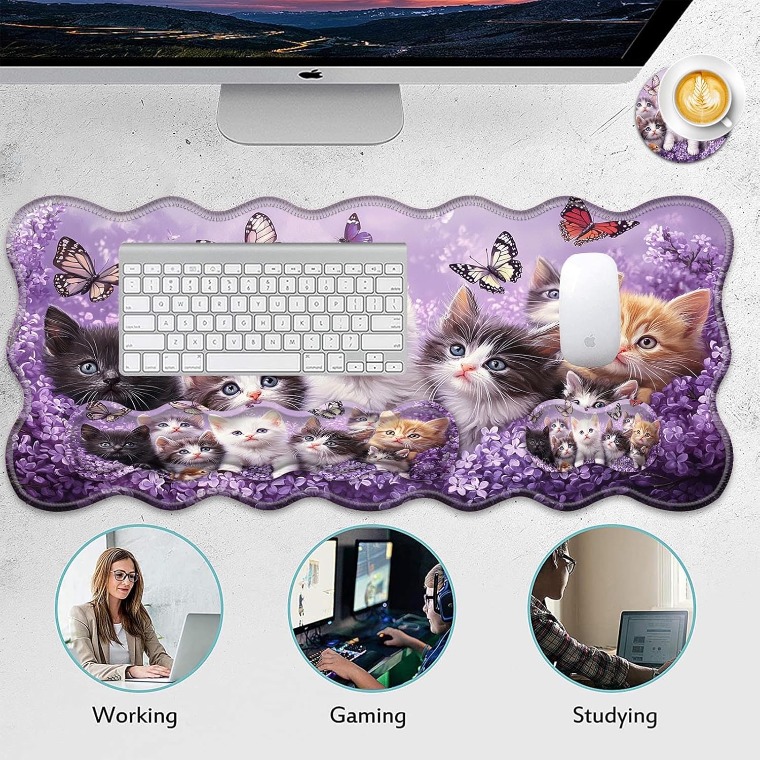 4 in 1 Desk Mat Set,Mouse Pad with Keyboard Wrist Rest,Wave-Shaped Design,Non-Slip Rubber Base,Waterproof,for Home,Office,Gaming,Starry Night 52 81YirvO+lvL. AC SL1500 - northernschoolofshiatsu.co.uk