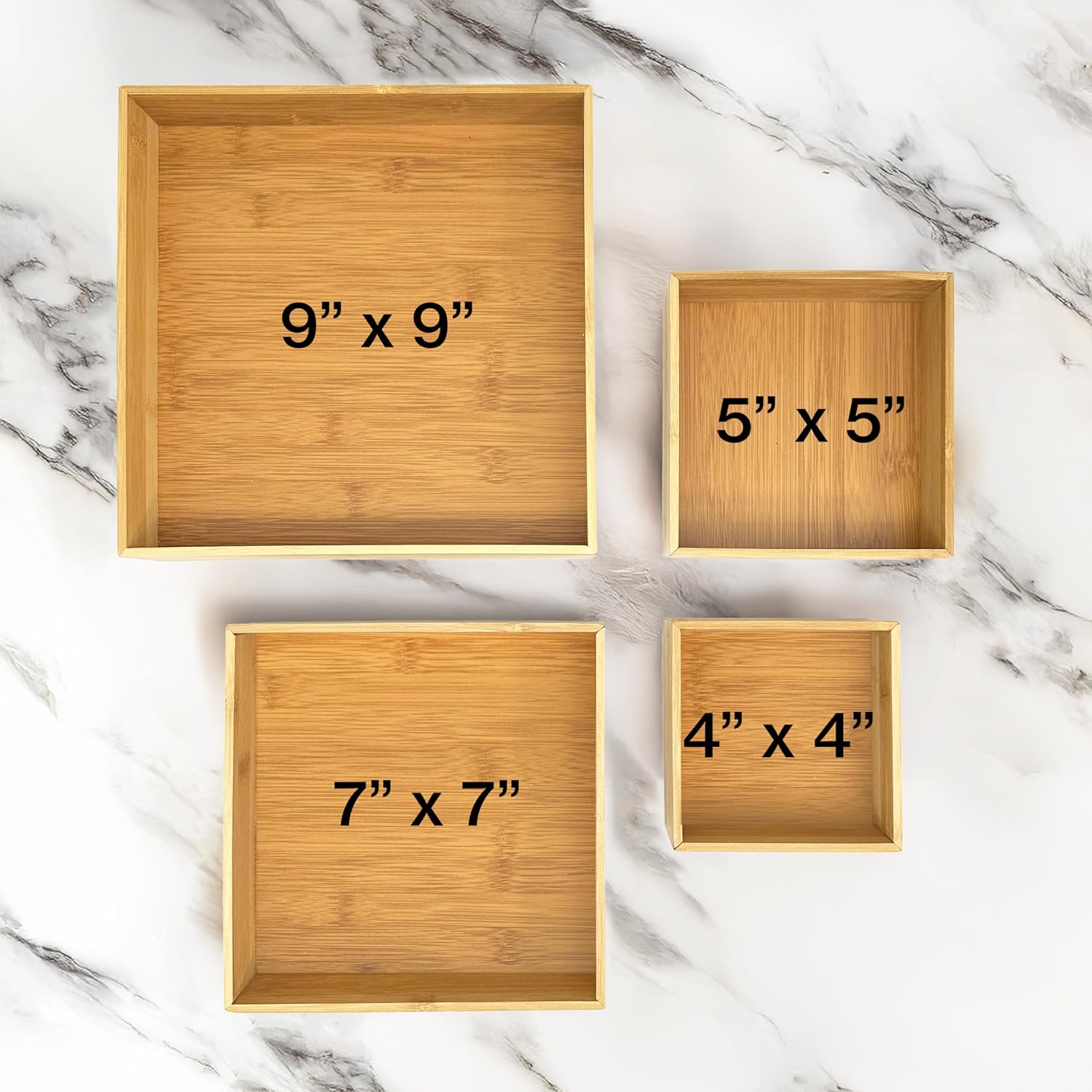 Bam & Boo - 4-Piece Natural Bamboo Organizer Tray & Storage Bin (Assorted Sizes) - for Office, Kitchen, Dresser 2 81ZJO+Tm1dL. AC SL1500 - northernschoolofshiatsu.co.uk