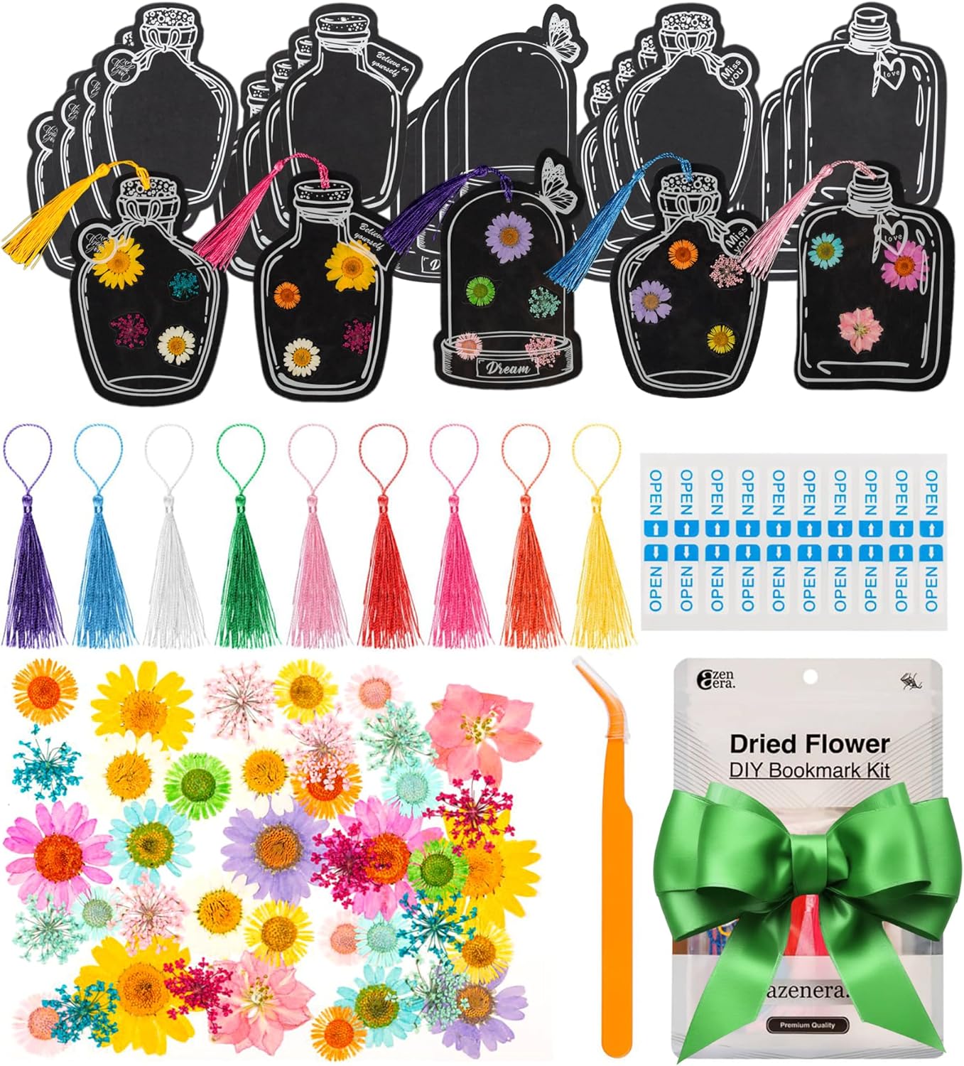 Dried Flower Bookmark DIY Kit - Includes Pressed Flowers, Transparent Bottle Jar Sheets, Tassels, Tweezers, Stickers - Complete Arts Crafts Set to Make Unique, Personalized Bookmarks - Great Gift Idea 1 81ZguRD3BnL. AC SL1500 - northernschoolofshiatsu.co.uk