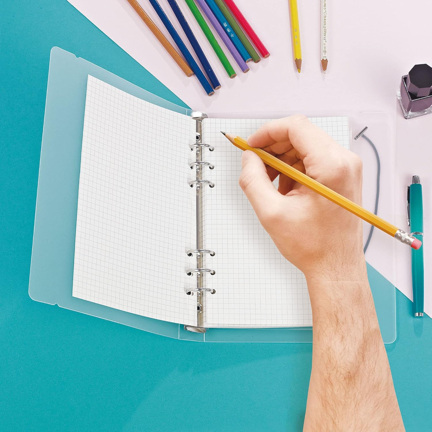 A5 6 Ring Binder Cover with Snap Button Closure Loose Leaf Folders Notebook Shell Protector for 6 Hole Planner Pages Refill Insert (Translucent Plastic) 7 - northernschoolofshiatsu.co.uk