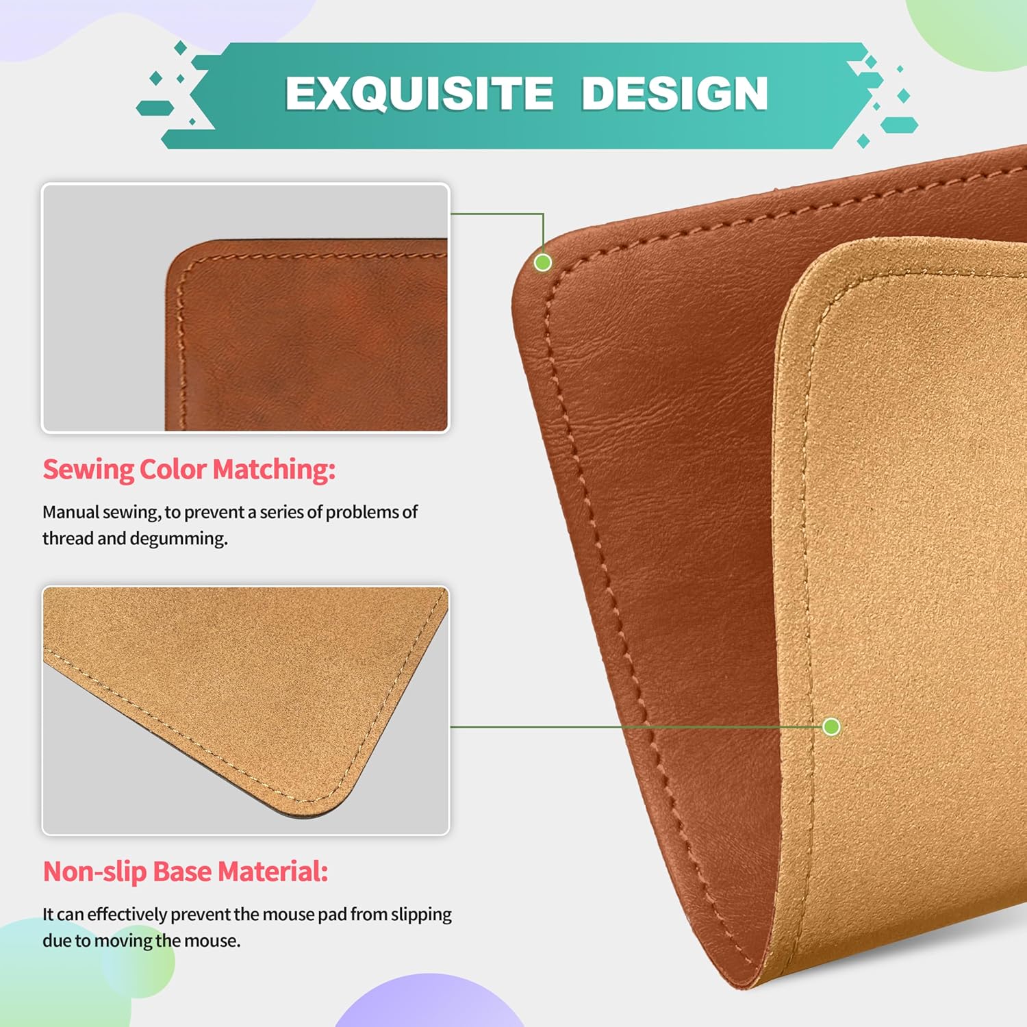 Mouse Pad, PU Mouse Pad,Leather Mouse Pad with Stitched Edge Micro-Fiber Base with Non-Slip Waterproof,Mouse Pad for Computers,Laptop, 8x11Inch (Caramel Brown) 243 81aqaho2YsL. AC SL1500 - northernschoolofshiatsu.co.uk