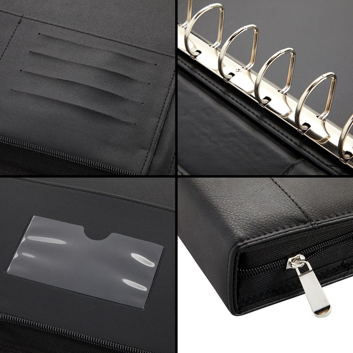 Juvale 7 Ring Business Check Binder with Zipper for Checkbooks Organization, Black Zippered Portfolio Organizer, Professional PU Leather Folder Holder for Documents, Cards (15x12 in) 4 81aySTJw5HL. AC SL1500 - northernschoolofshiatsu.co.uk