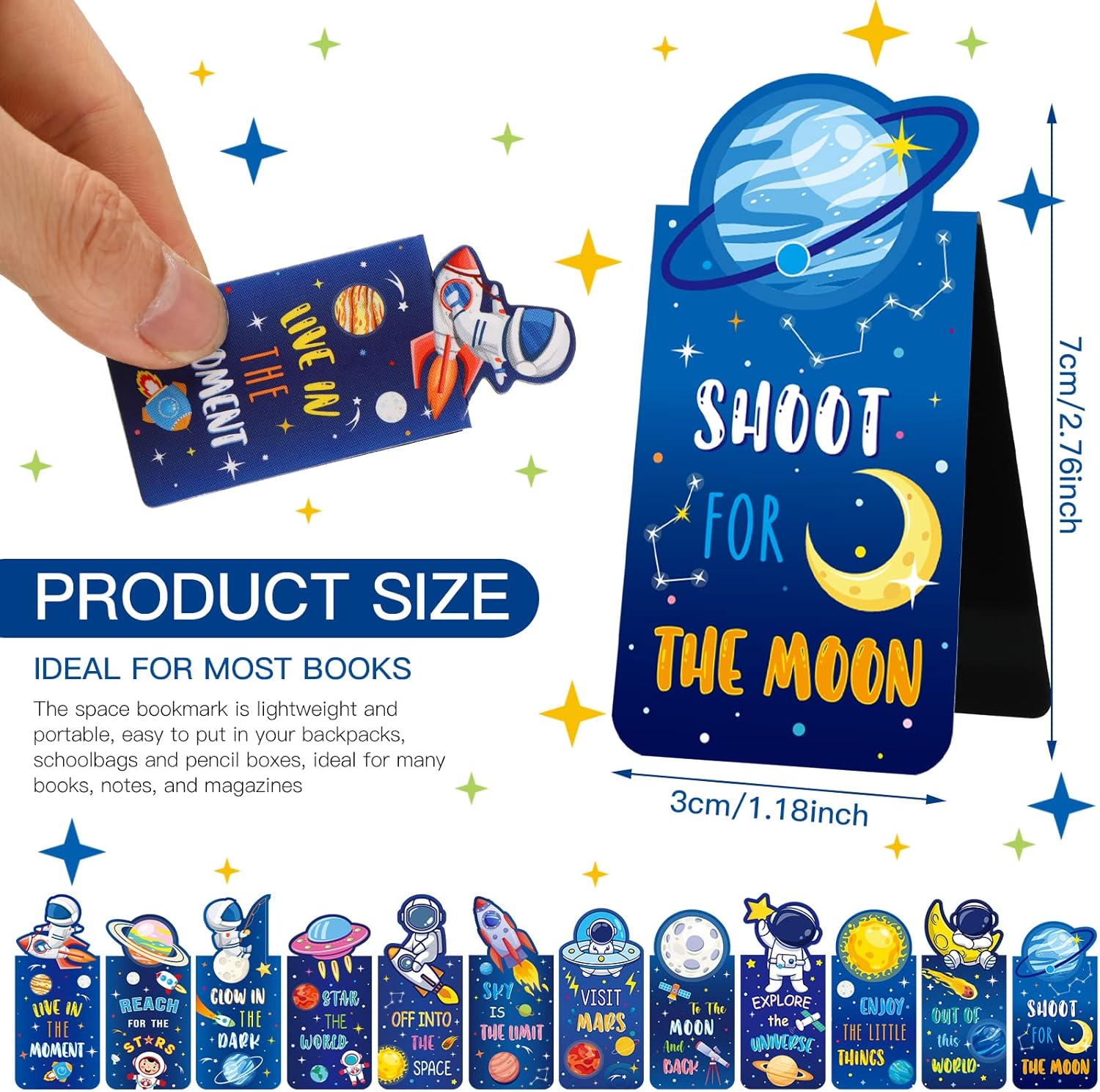 SATINIOR 36 Pcs Magnetic Bookmarks Clips Space Themed Bookmarks Moon Roaming Magnetic Book Markers Planet Rocket Assorted Page Clip for Boy Girl Kids Space Theme Party Favors, 12 Styles 3 81bKZDU+pkL. AC SL1500 - northernschoolofshiatsu.co.uk