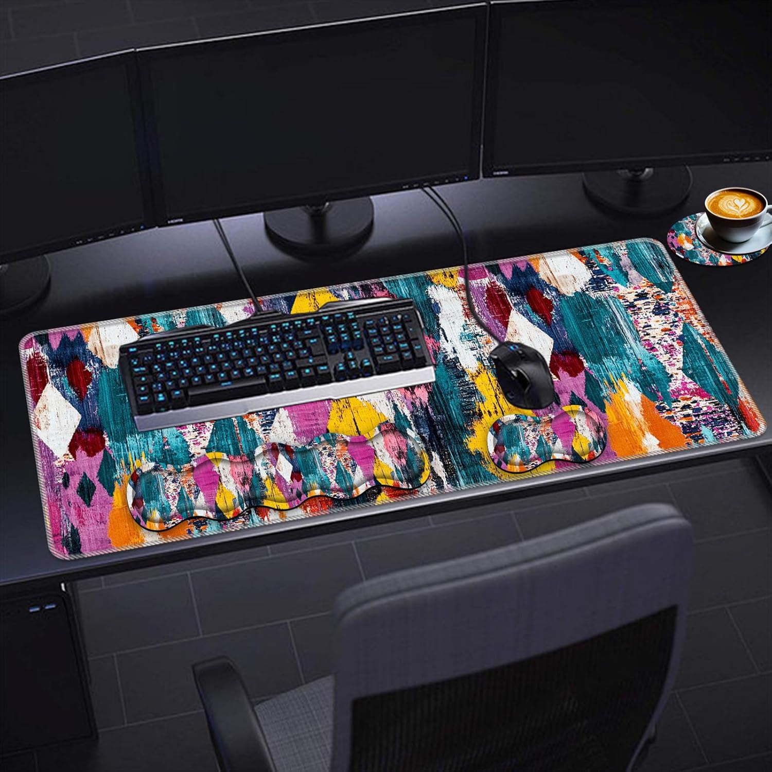 Keyboard Wrist Rest Set,Memory Foam Wrist Support Mouse Pad,31.5"x11.8" Desk Mat for Comfortable Typing & Pain Relief,Non-Slip Base for Office & Home Use - Abstract Flower 111 81bai7pl1FL. AC SL1500 - northernschoolofshiatsu.co.uk