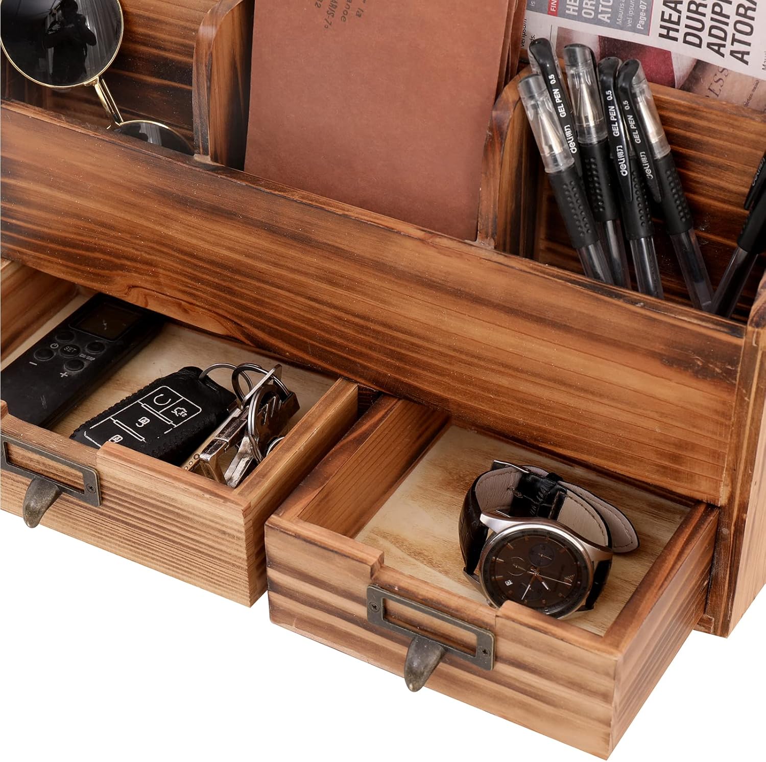 Wooden Desk Organizer Pencil Holder Cosmetic Storage Desk Box Home Office Art Supplies with 2 Drawer and Compartments 7 81cbcmQBIyL. AC SL1500 - northernschoolofshiatsu.co.uk