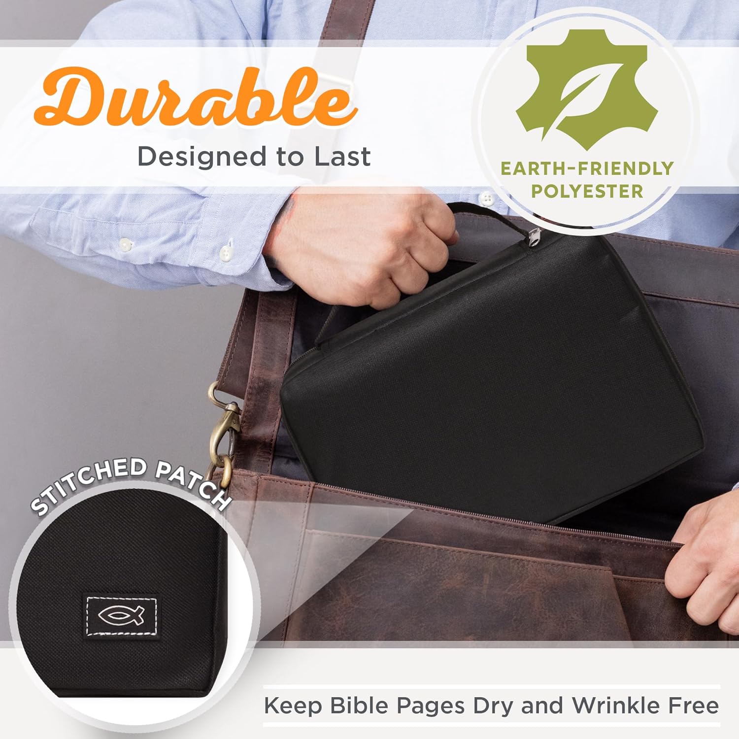 Christian Art Gifts Men or Women's Bible Cover Secure Zipper Jesus Fish, Black Canvas, Large 2 81d4m85+1WL. AC SL1500 - northernschoolofshiatsu.co.uk