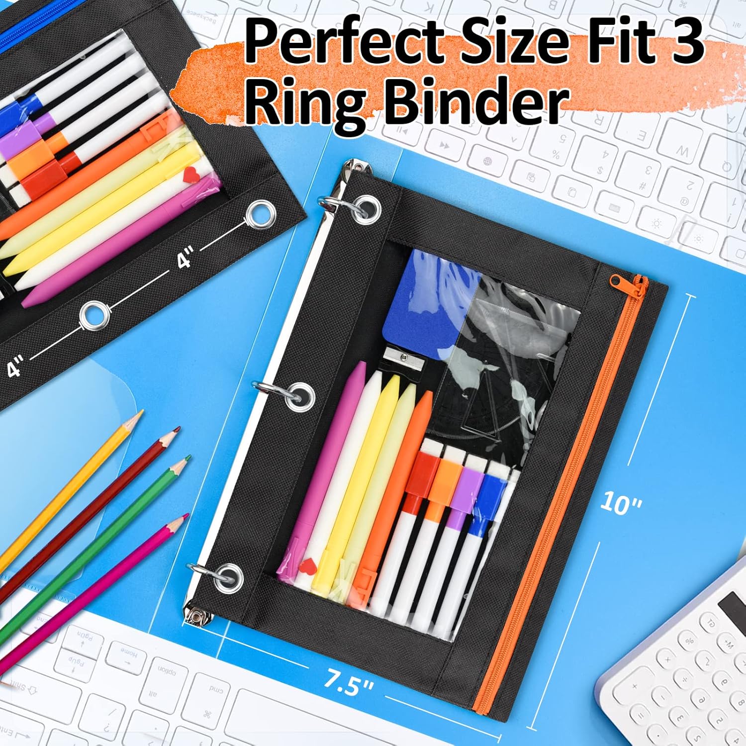 EAONE 36 Pack Pencil Pouch for 3 Ring Binder with Zipper, Double Pockets Pencil Case Bag Bulk for School Student, Office, Home, Classroom Supplies, 9 Colors 2 - northernschoolofshiatsu.co.uk