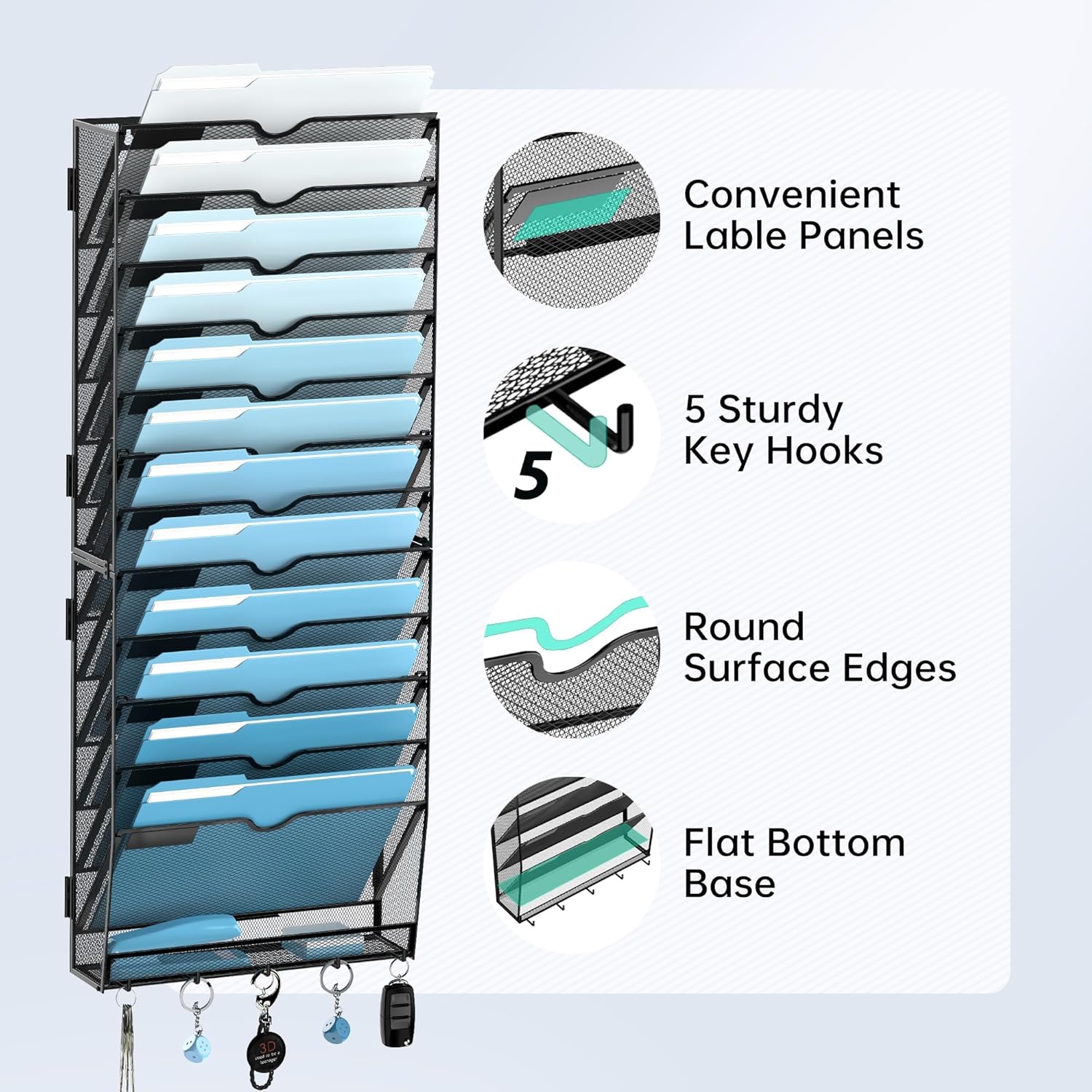 SUPEASY 13-Tier Wall File Organizer, Wall File Holder with Hooks, Mesh Hanging File Organizer, Mail Organizer Wall Mounted for Papers, Folders, Office Magazine Rack, Assembly Needed, Black 5 81dEOnIeYKL. AC SL1500 - northernschoolofshiatsu.co.uk