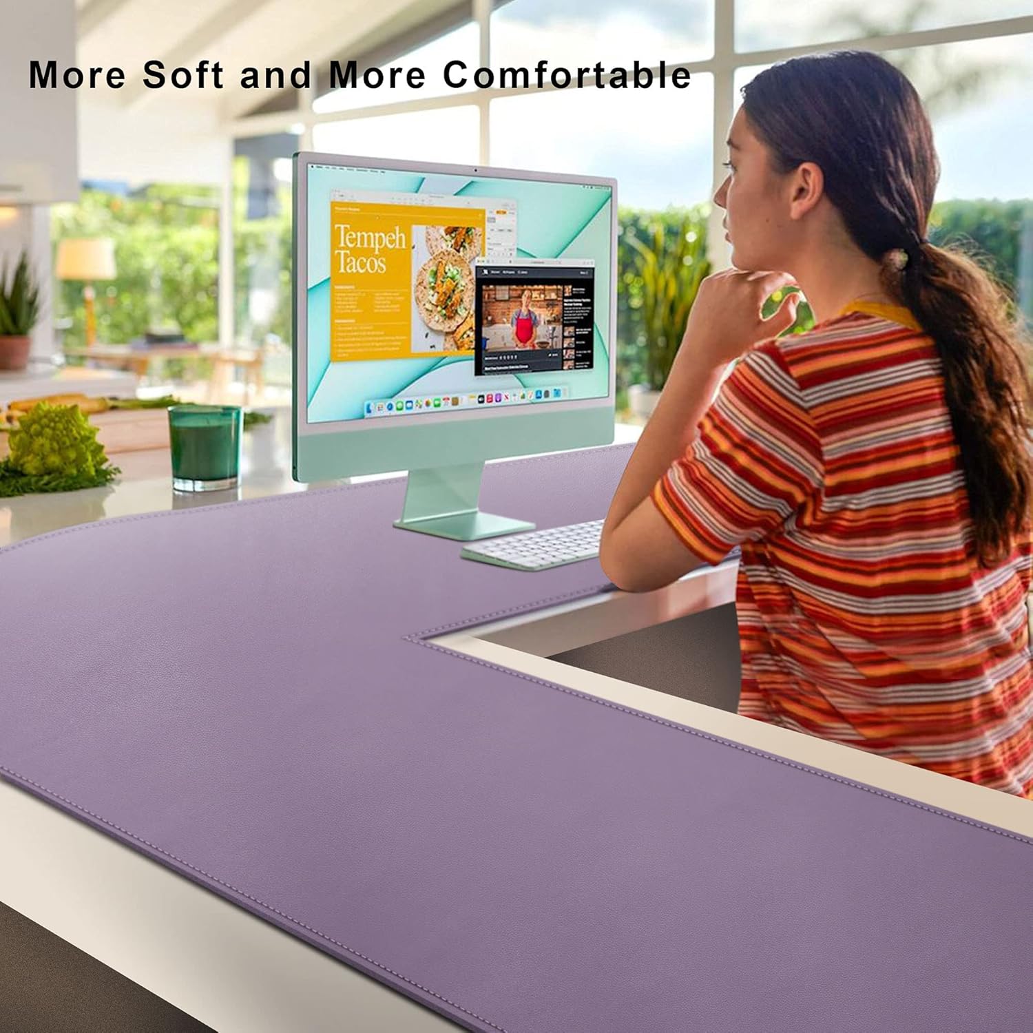 Vyaaa L Shaped Desk Mat Leather Desk Pad, PU Leather Corner Desk Mat for Computer, Gaming, Writing, Home and Office, 39.4"x 39.4"x 13" Light Purple 54 81dIybcwF9L. AC SL1500 - northernschoolofshiatsu.co.uk