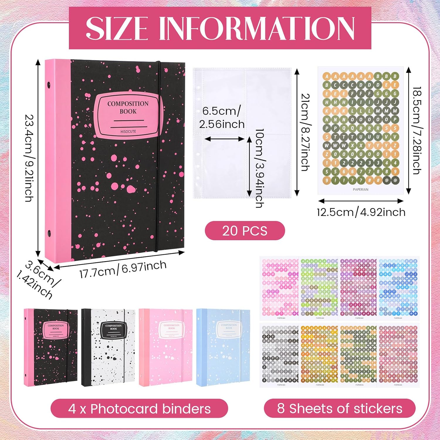 Honoson 4 Pcs A5 Binder Kpop Photocard Binder Album with 20 Pcs 160 Pockets Kpop Photocard Sleeve 6 Ring Inner Refills and Stickers Holder Book for Picture Card Storage(Splash Pattern) 2 81dUzqm 5CL. AC SL1500 - northernschoolofshiatsu.co.uk