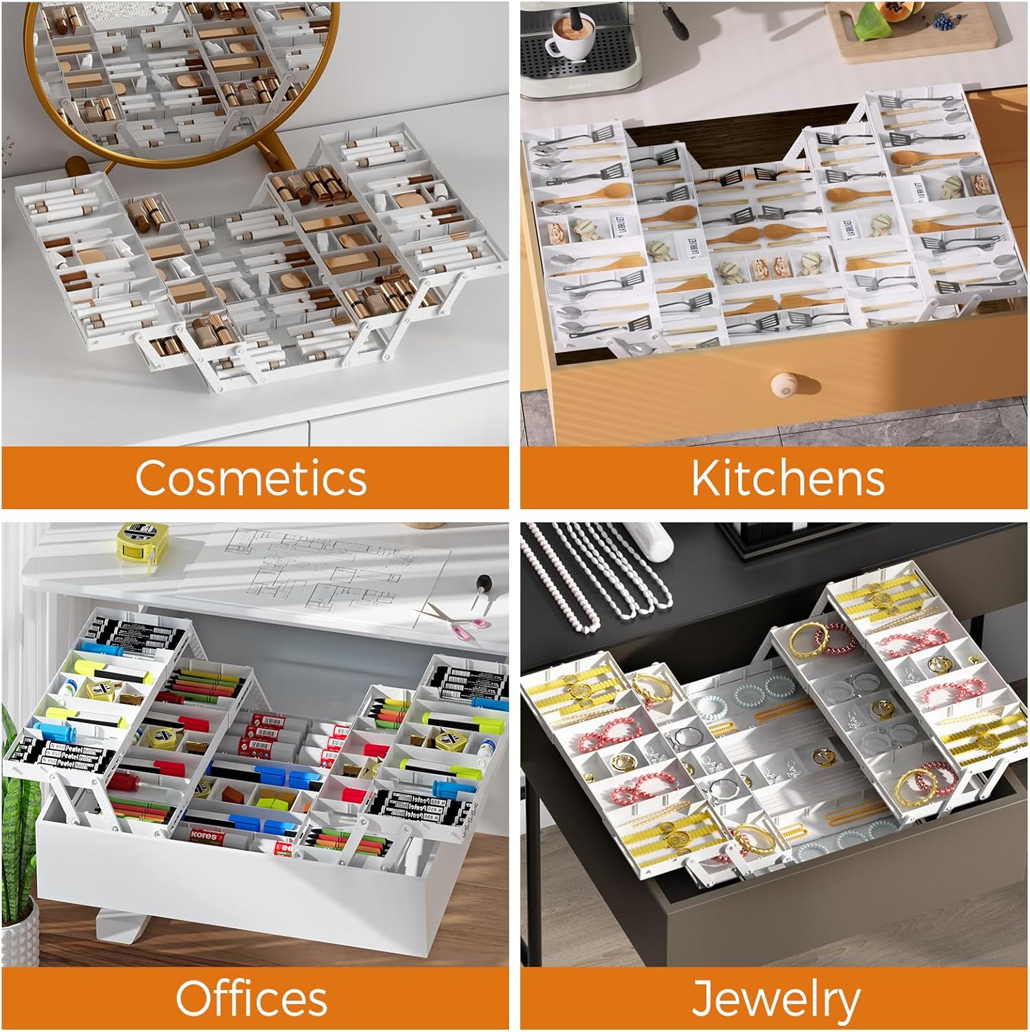 3 Tier Drawer Organizer - Expandable Junk Drawer Organizer Smart Office Supply Organizer, Folding Drawer Storage Multi-level Desk Organizer for Makeup,Jewelry,Cosmetics,Kitchen Storage (1 Row 3 Tier) 33 81eVoQplftL. AC SL1500 - northernschoolofshiatsu.co.uk