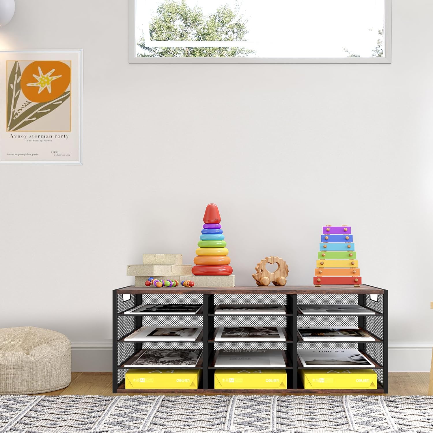 Letter Size Paper Organizer, Metal Literature Organizer, Sturdy Mail Storage Organizer, Desktop Organizer for Storage, Magazine Organizer Keep Desktop Clean, 12 Compartments, Black 54 - northernschoolofshiatsu.co.uk