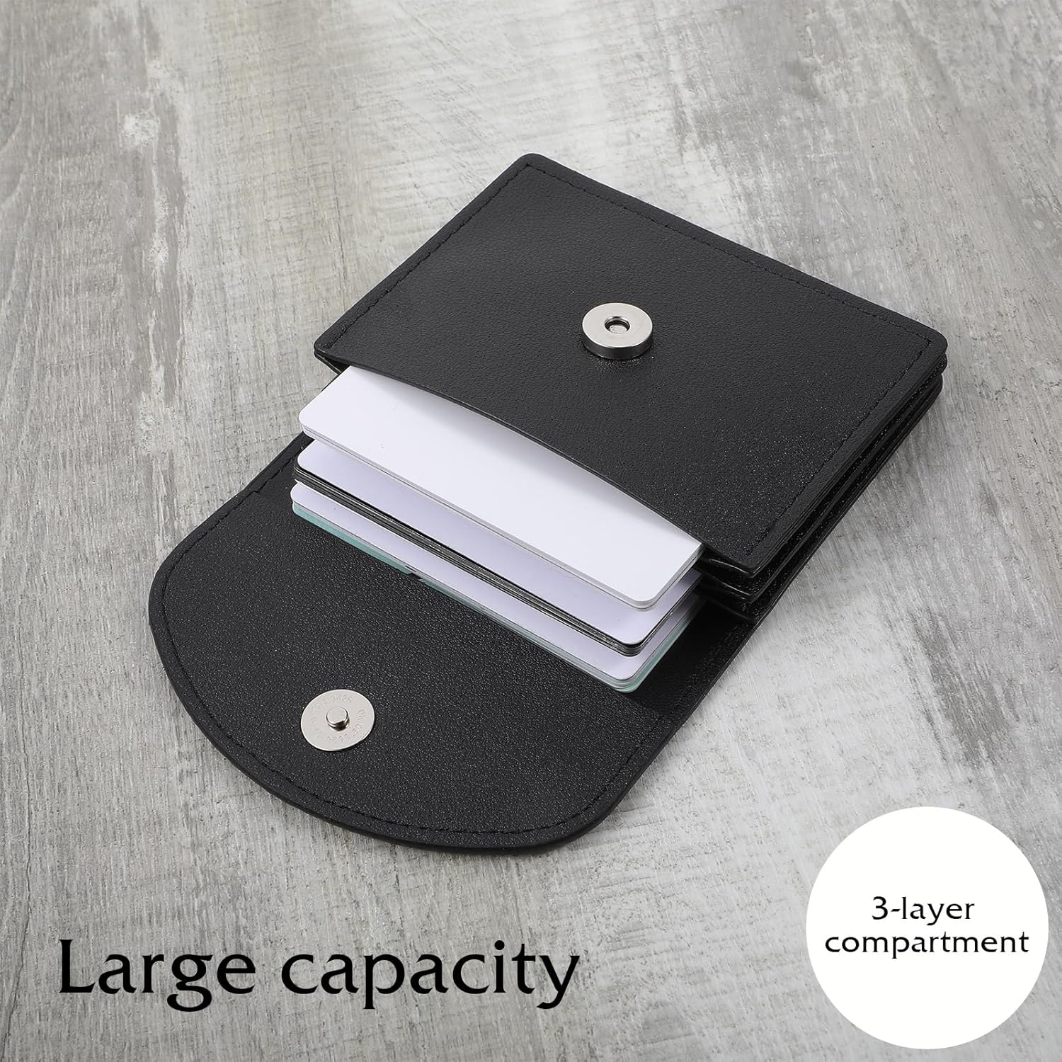 PU Leather Business Card Holder, Business Card Case Business Name Card Holder Wallet Card Organizer Wallet with Magnetic Shut Credit ID Card Case for Women and Men(Black) 4 - northernschoolofshiatsu.co.uk