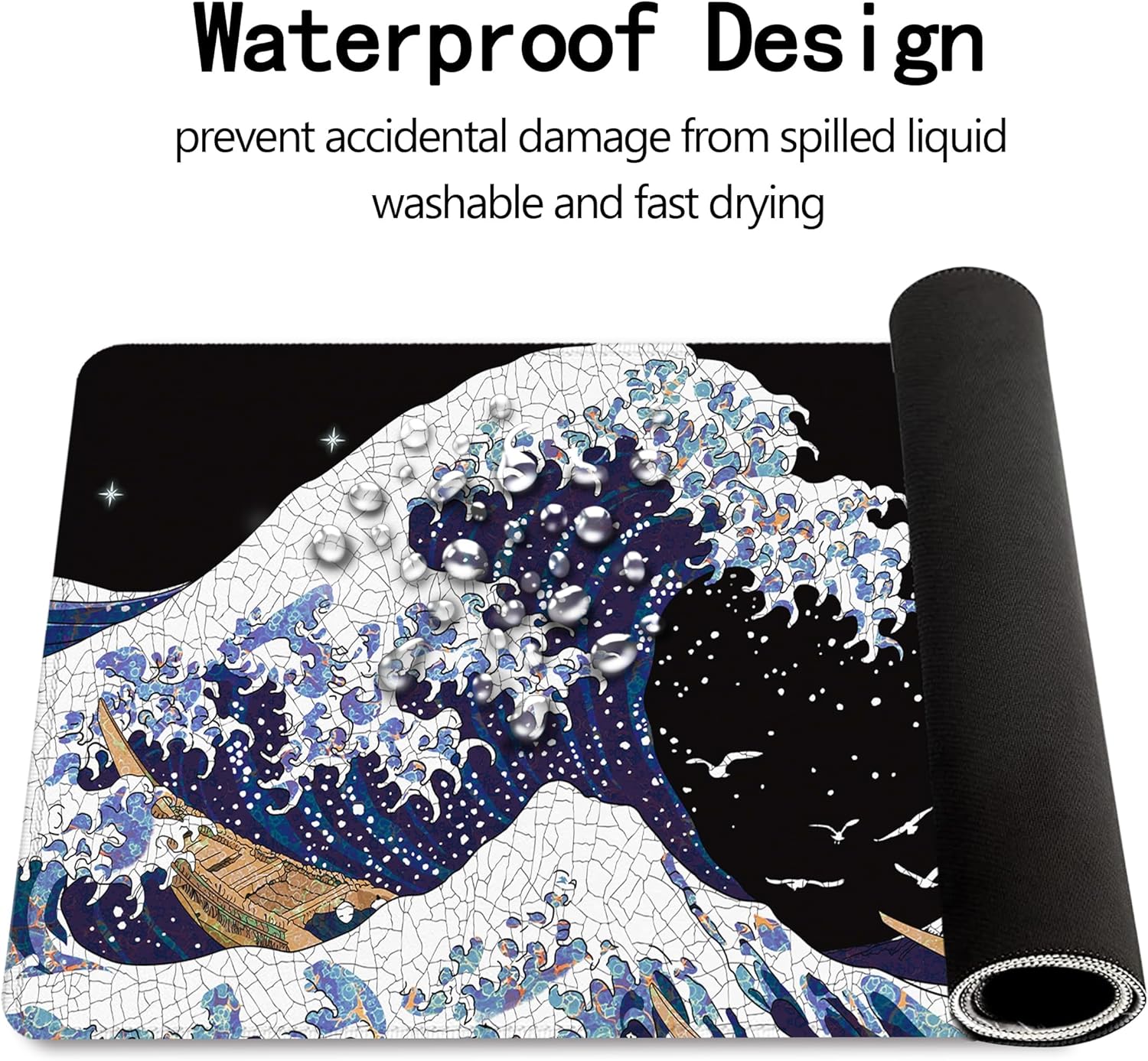 MEWOOCUE® Gaming Mouse Pad for Desk,Large Wave Mousepad Laptop,Black Japanese Anime Mouse Mat,Long XXL Waterproof Keyboard Pads,Big Non-Slip Mousepads for Game Office Home(31.5 x 11.9 in) 24 81fUyu4fL1L. AC SL1500 - northernschoolofshiatsu.co.uk