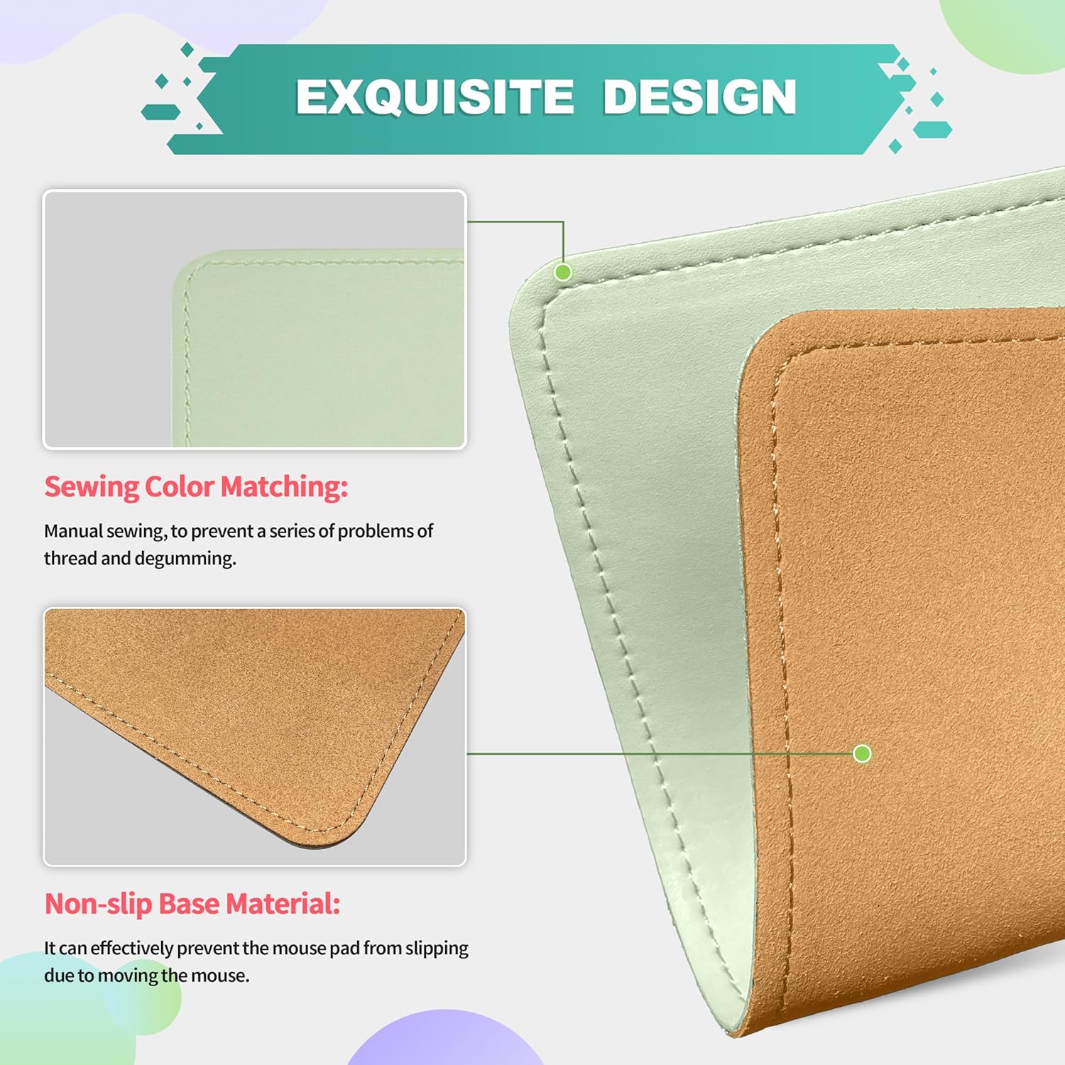 Mouse Pad, PU Mouse Pad,Leather Mouse Pad with Stitched Edge Micro-Fiber Base with Non-Slip Waterproof,Mouse Pad for Computers,Laptop, 8x11Inch (Caramel Brown) 190 - northernschoolofshiatsu.co.uk