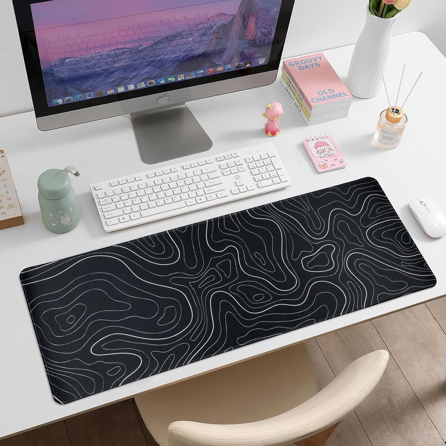 Gaming Mouse Pad Large 31.5 x 11.8in Topographic Keyboard Mousepad for Non-Slip Base and Stitched Edge, Extended Desk Pad XL Desk Mat (Black) 2 81gARcm N7L. AC SL1500 - northernschoolofshiatsu.co.uk