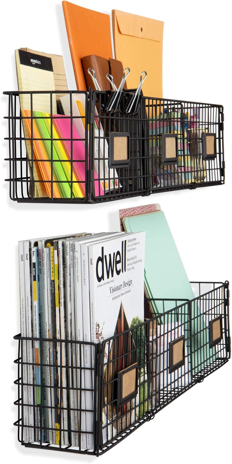 Wall35 Amalfi Hanging File Folders Office Desk Organizer Wall Mount Wire Basket Storage Magazine Holder 3 Sectional Set of 2 Black 7 81gvcv9QMGL. AC SL1500 - northernschoolofshiatsu.co.uk