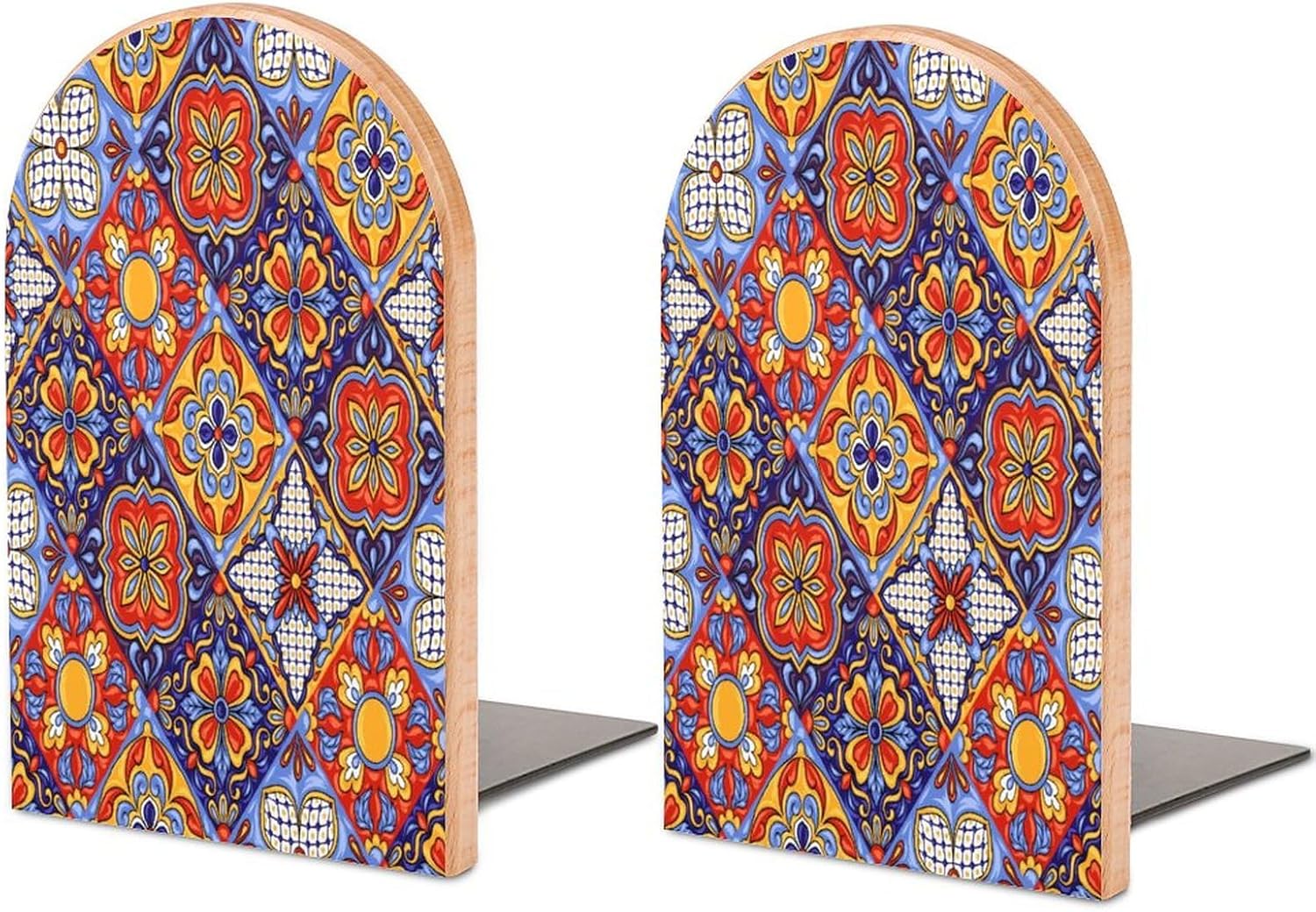 2 Pack Wood Bookends, Mexican Talavera Tile Mandala Non-Skid Book Ends for Heave Books, Decorative Bookends for Shelves Desk, Book Stoppers Book Holders for Home Office Library School 65 81h1GevMOhL. AC SL1500 - northernschoolofshiatsu.co.uk