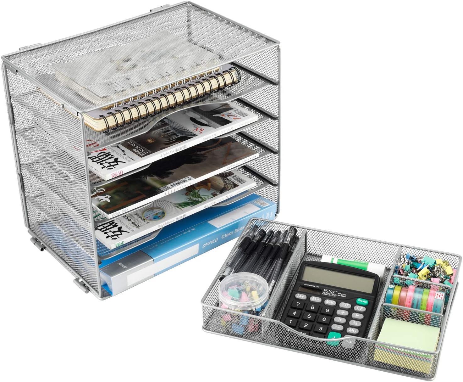 EasyPAG Desk Organizer Tray with Drawer 5 Tier Mesh File Sorter Paper Storage Organizer for Home Office Classroom, Silver 3 81hj 5PoA3L. AC SL1500 - northernschoolofshiatsu.co.uk